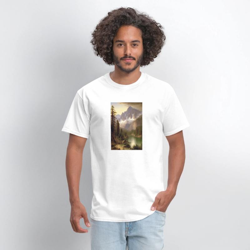 Snowy Mountain Lake Landscape Painting