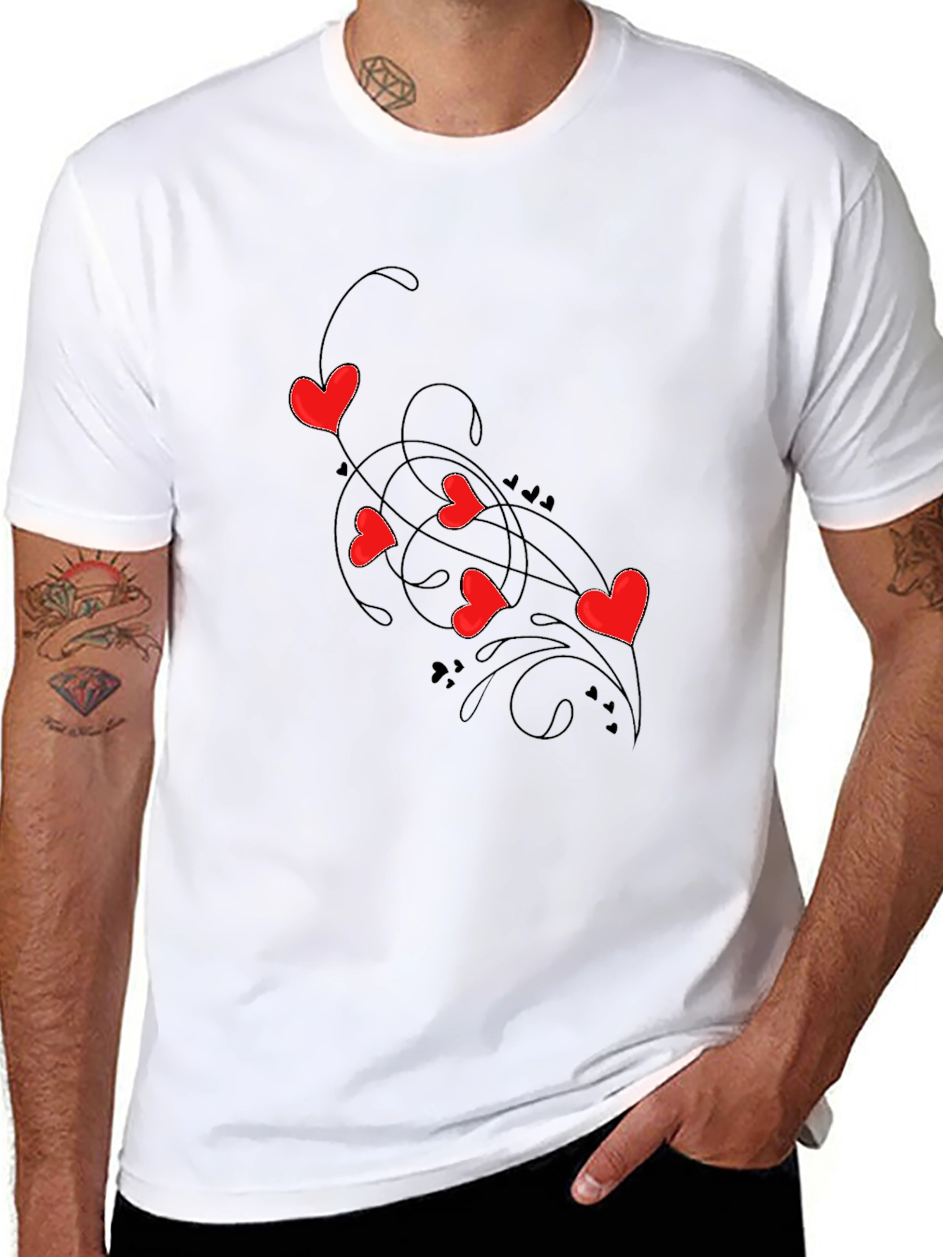 Heart Swirl Black Graphic Tee