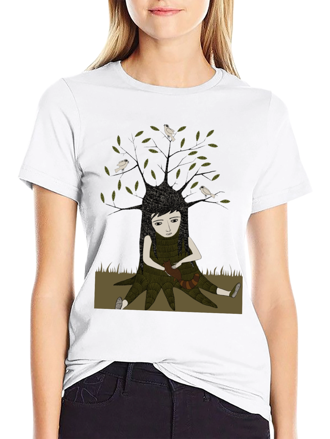 Nature Girl Graphic Tee - Black Cotton T-Shirt