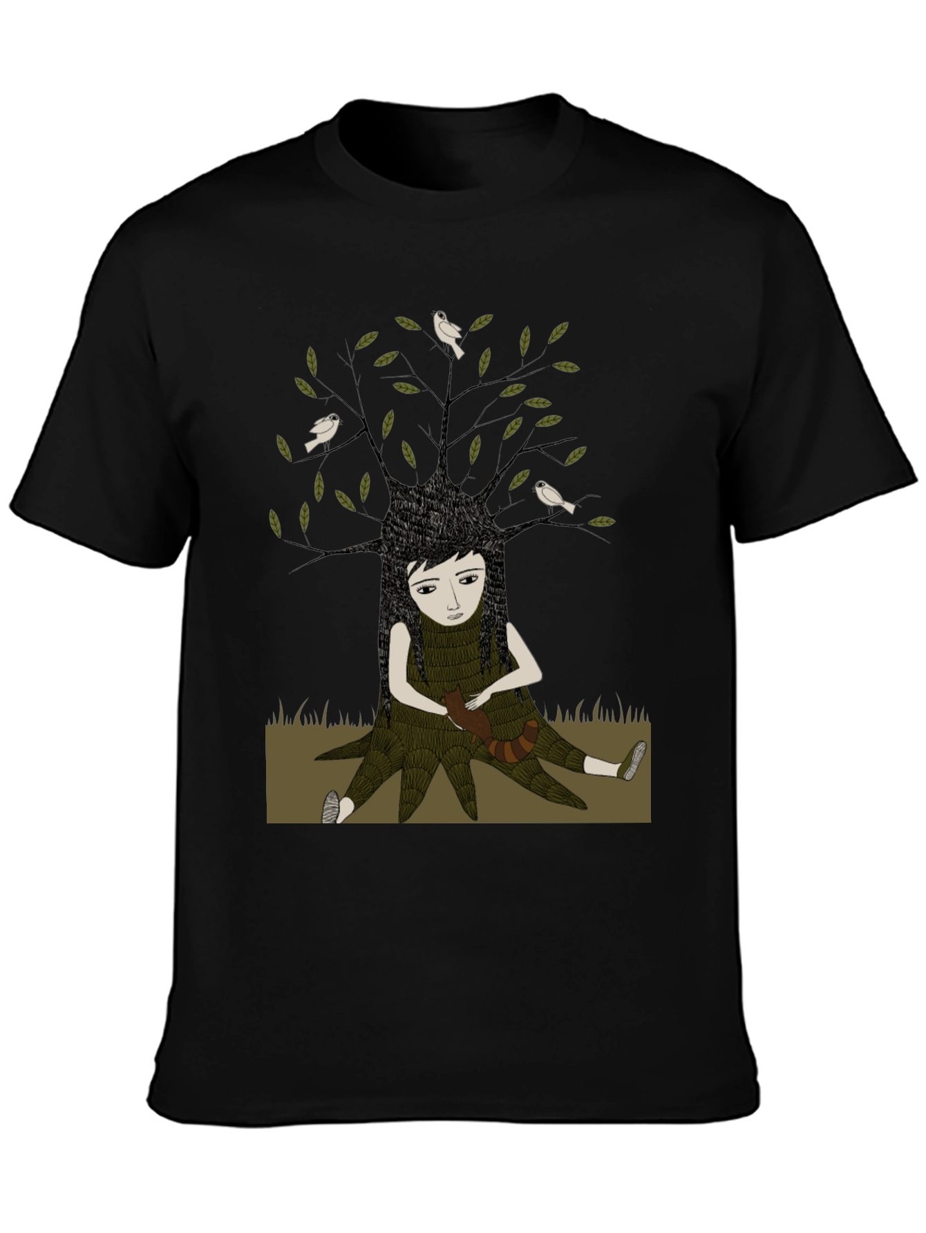 Nature Girl Graphic Tee - Black Cotton T-Shirt