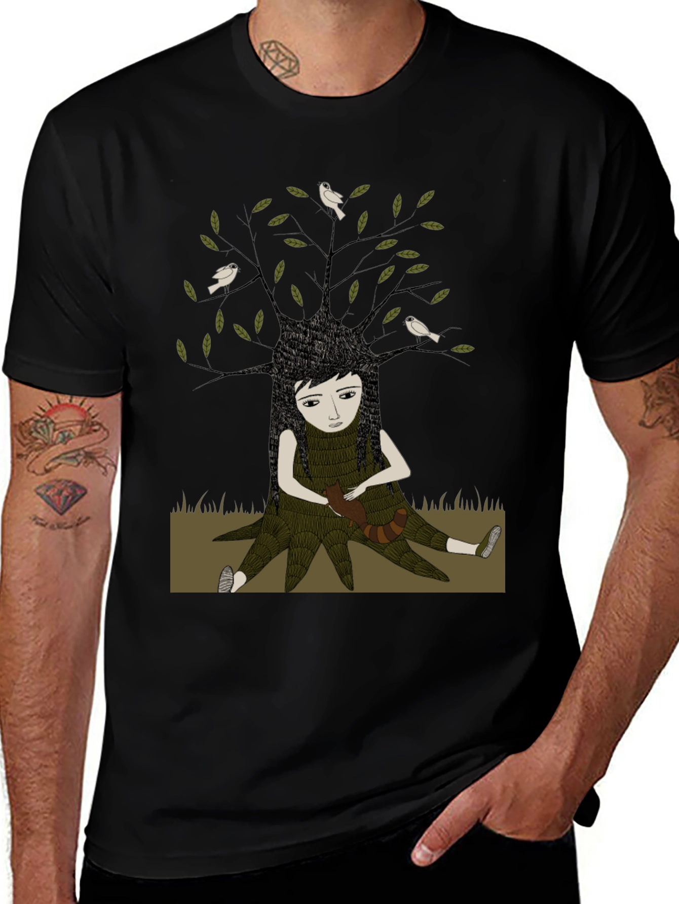 Nature Girl Graphic Tee - Black Cotton T-Shirt