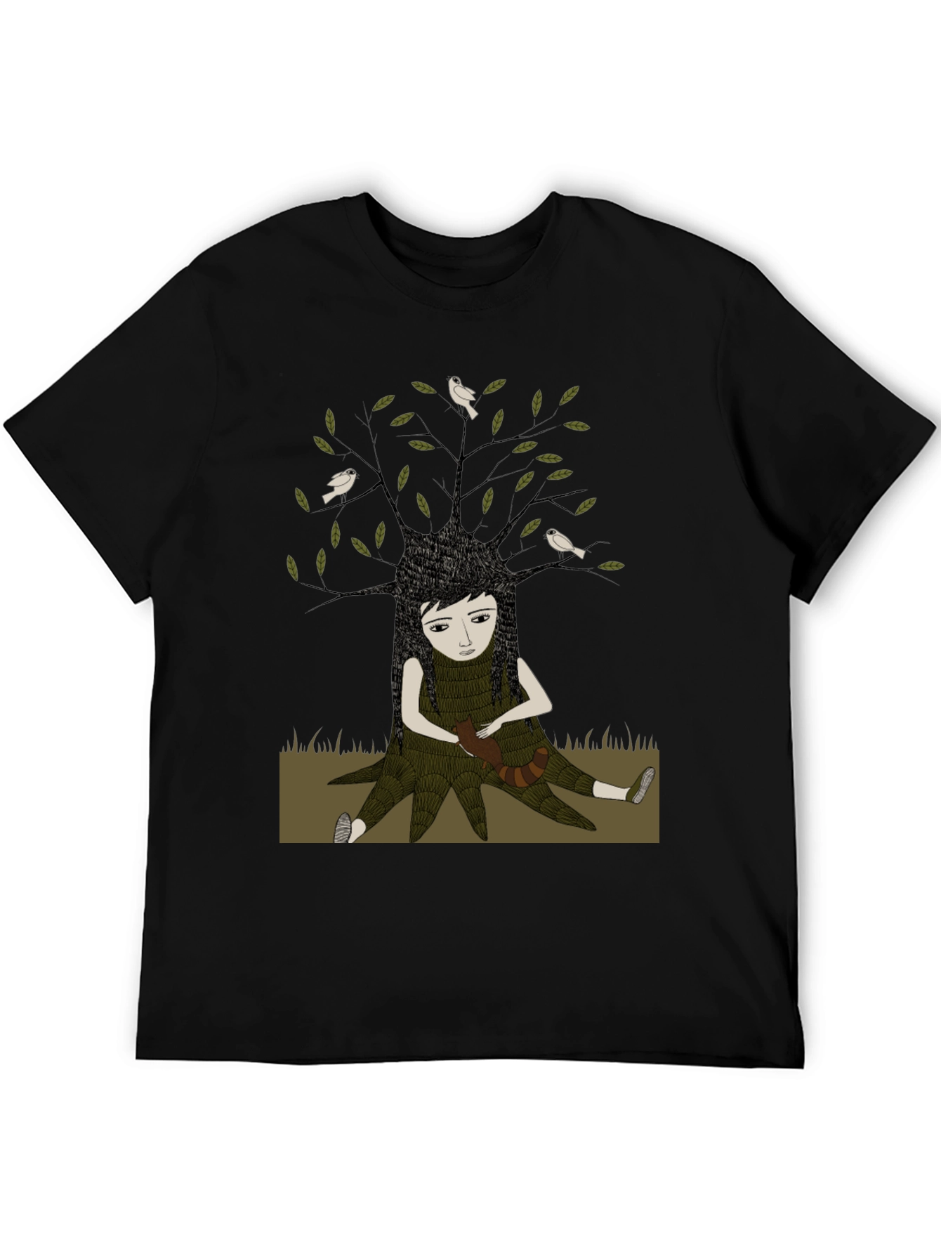 Nature Girl Graphic Tee - Black Cotton T-Shirt
