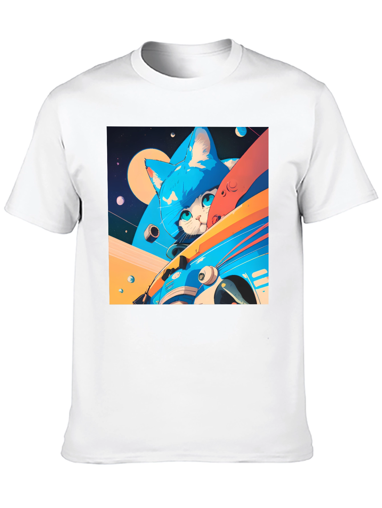 Cosmic Cat Black T-Shirt - Space Adventure