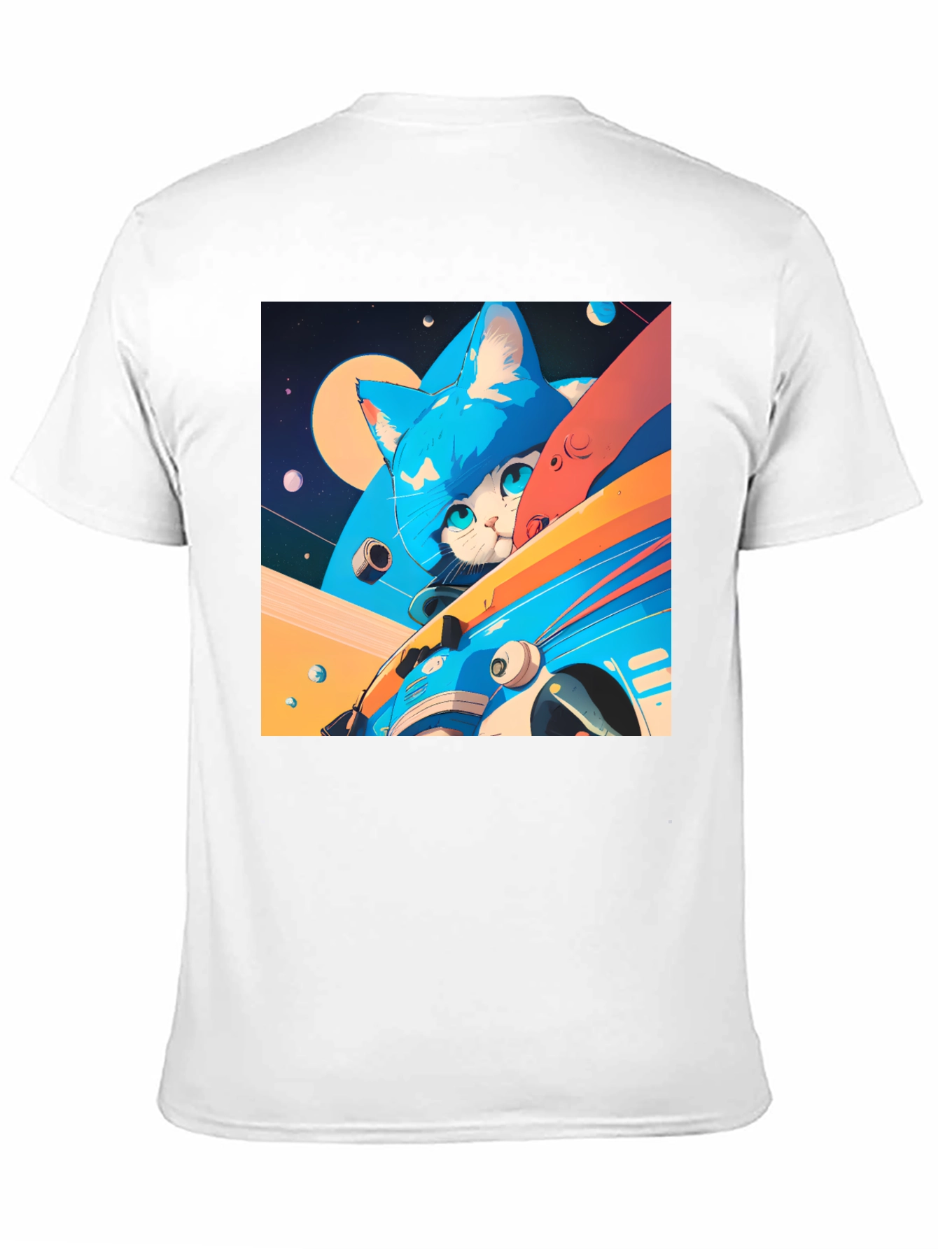 Cosmic Cat Black T-Shirt - Space Adventure