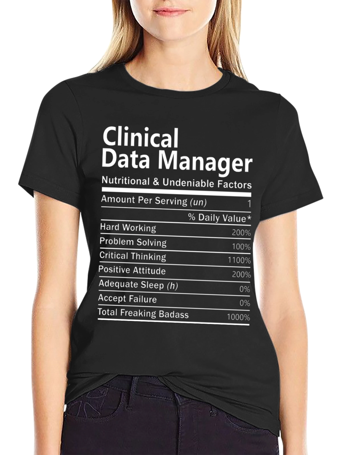 Clinical Data Manager Nutrition Facts Novelty T-Shirt