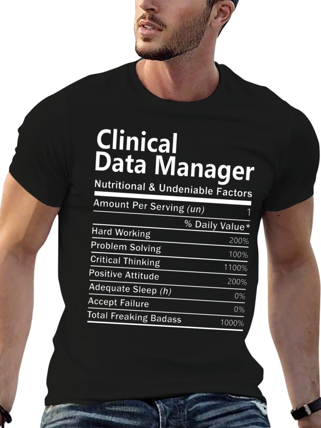 Clinical Data Manager Nutrition Facts Novelty T-Shirt