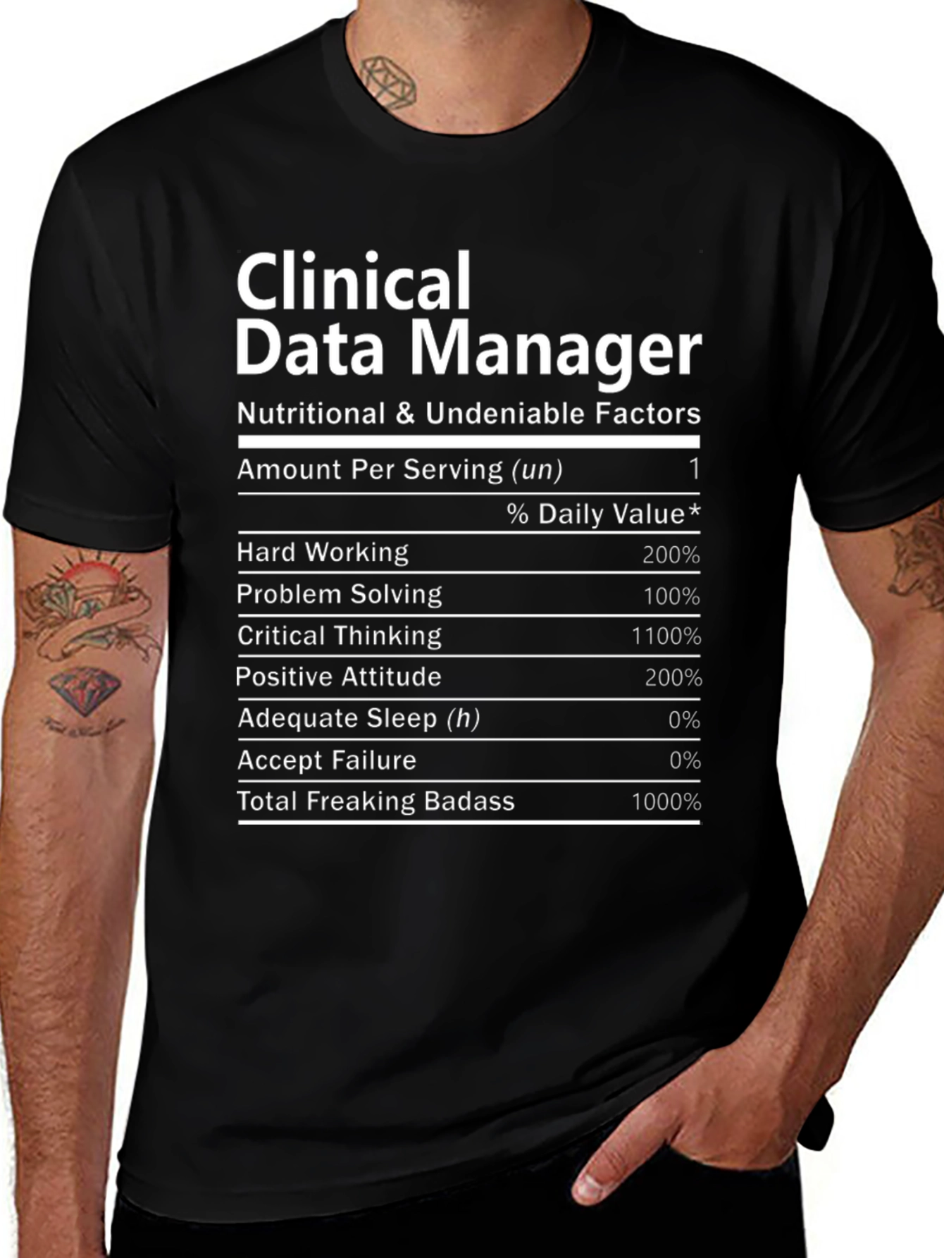 Clinical Data Manager Nutrition Facts Novelty T-Shirt