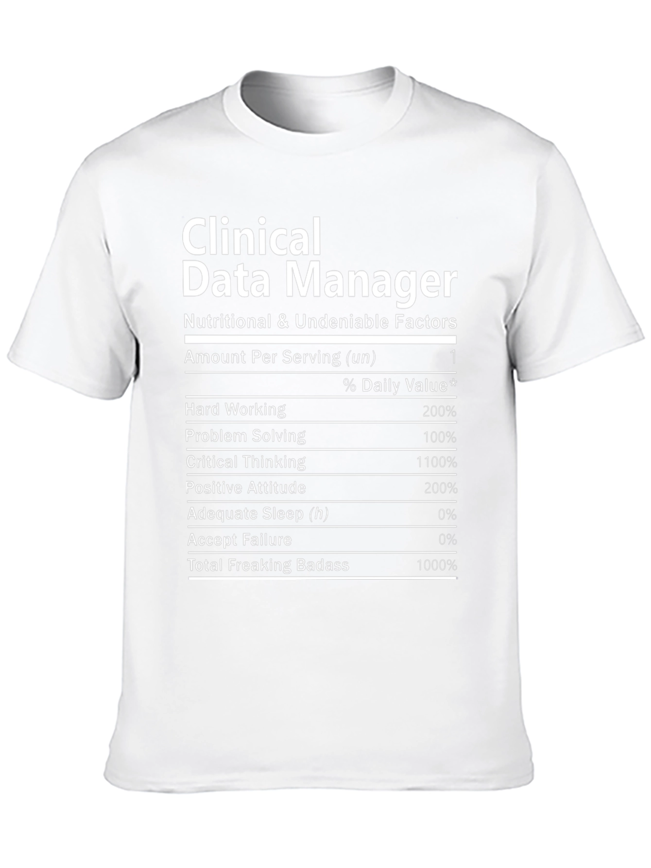 Clinical Data Manager Nutrition Facts Novelty T-Shirt