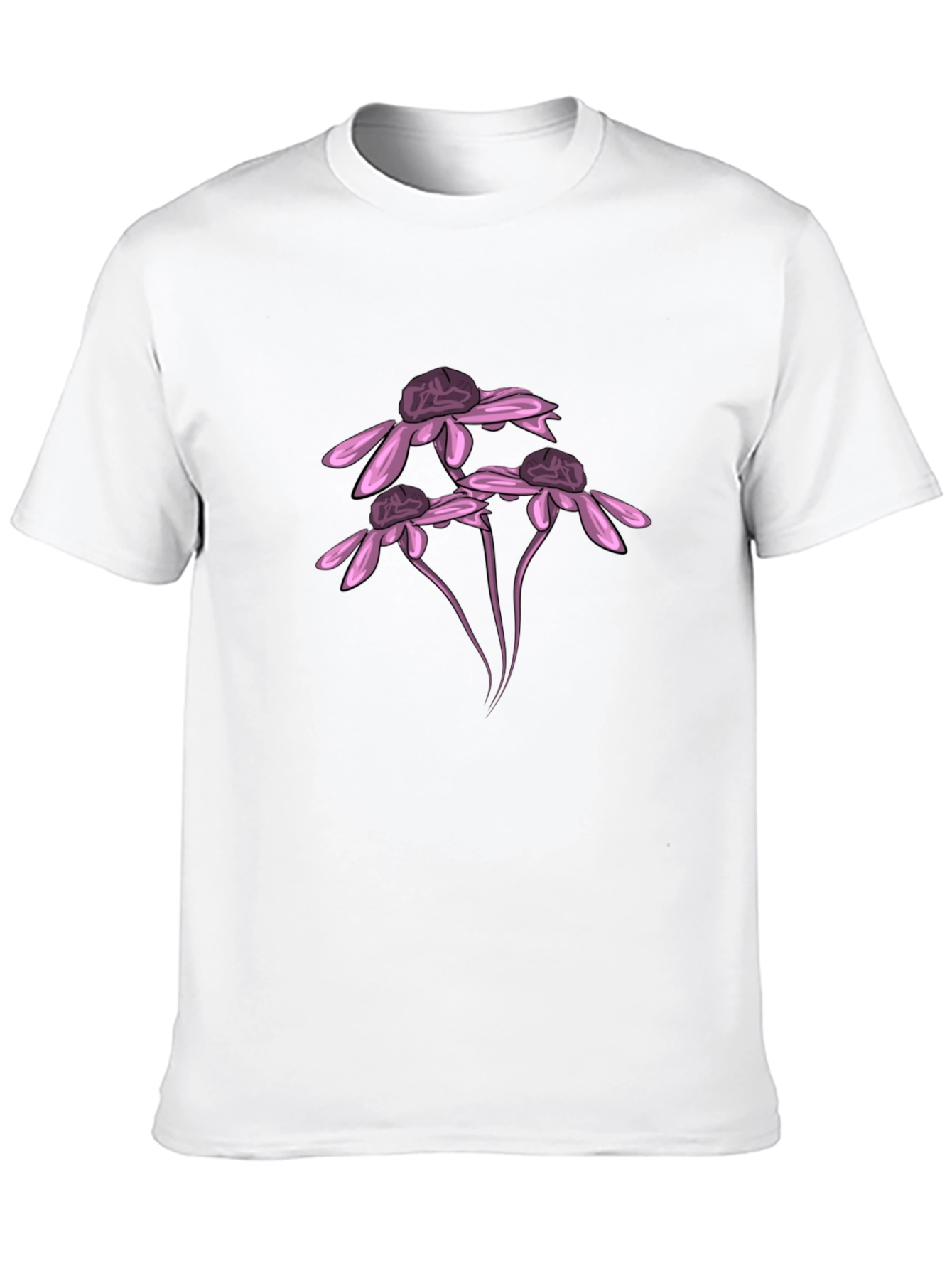 Black T-Shirt with Pink Flower Design