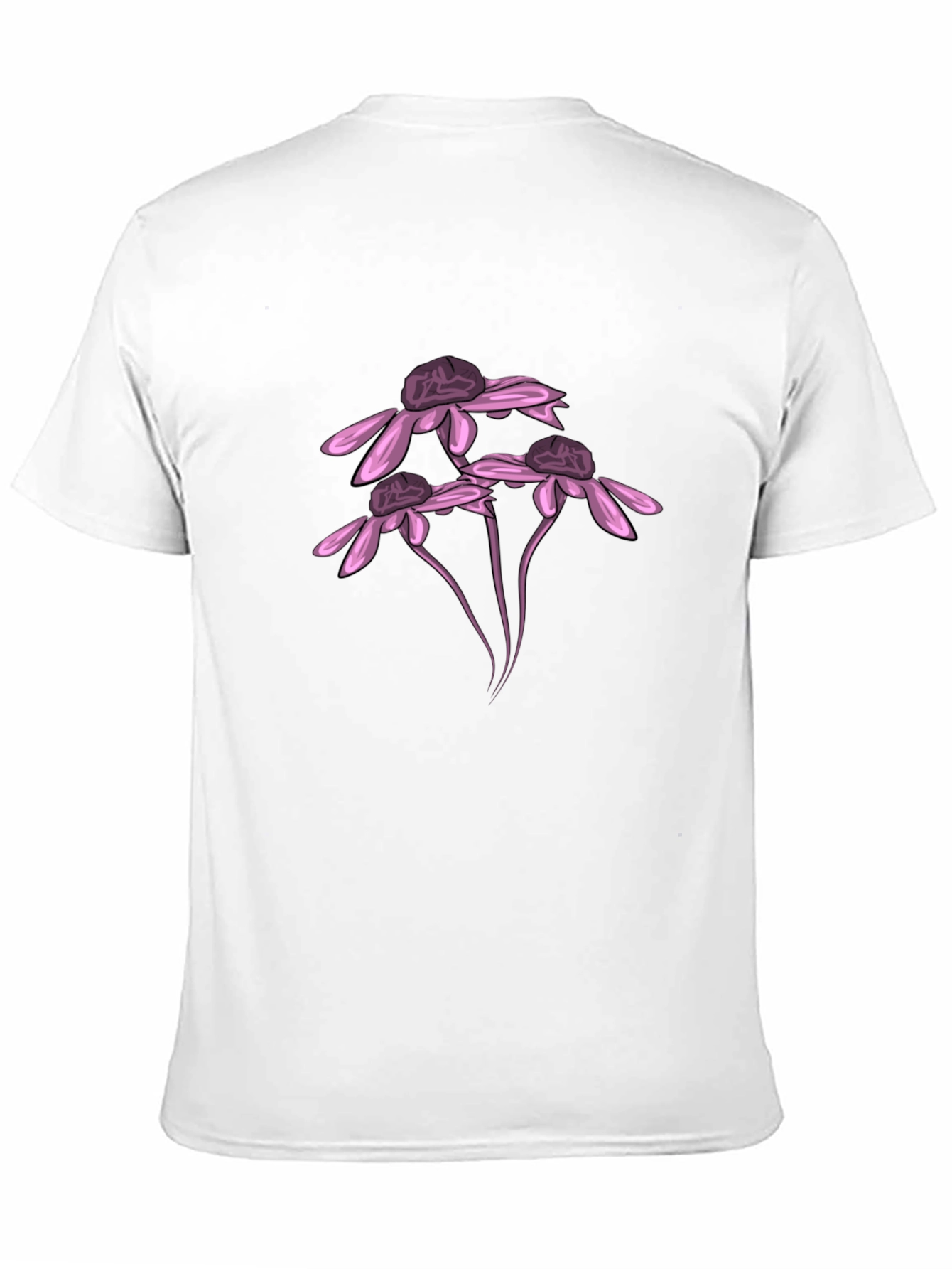 Black T-Shirt with Pink Flower Design