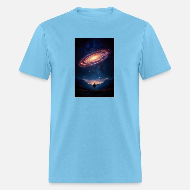 Stargazer Beneath a Cosmic Spiral