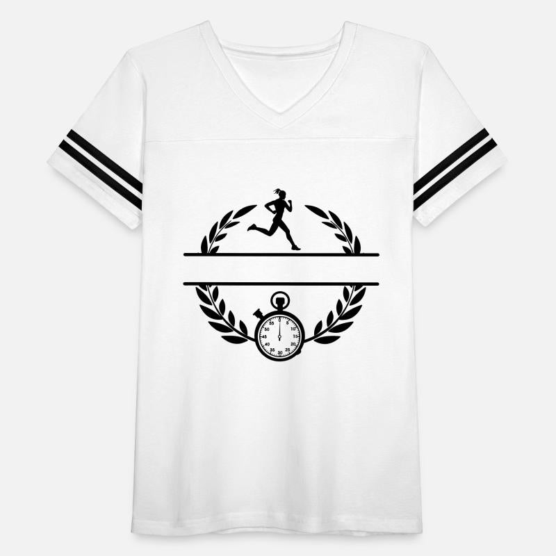 Stopwatch with woman runner in laurel wreath