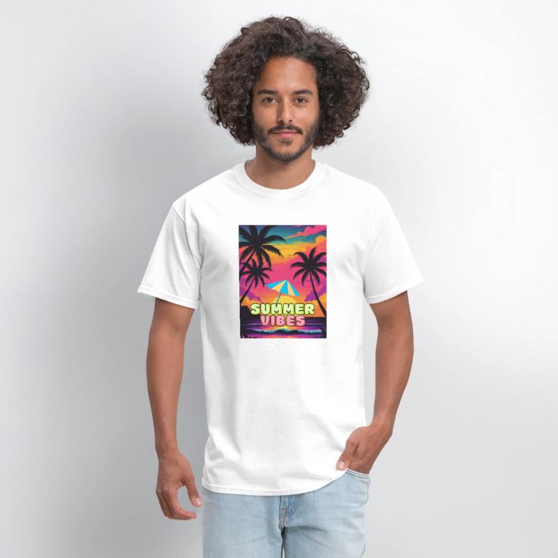Summer Vibes Retro Sunset, Tropical Beach Palm