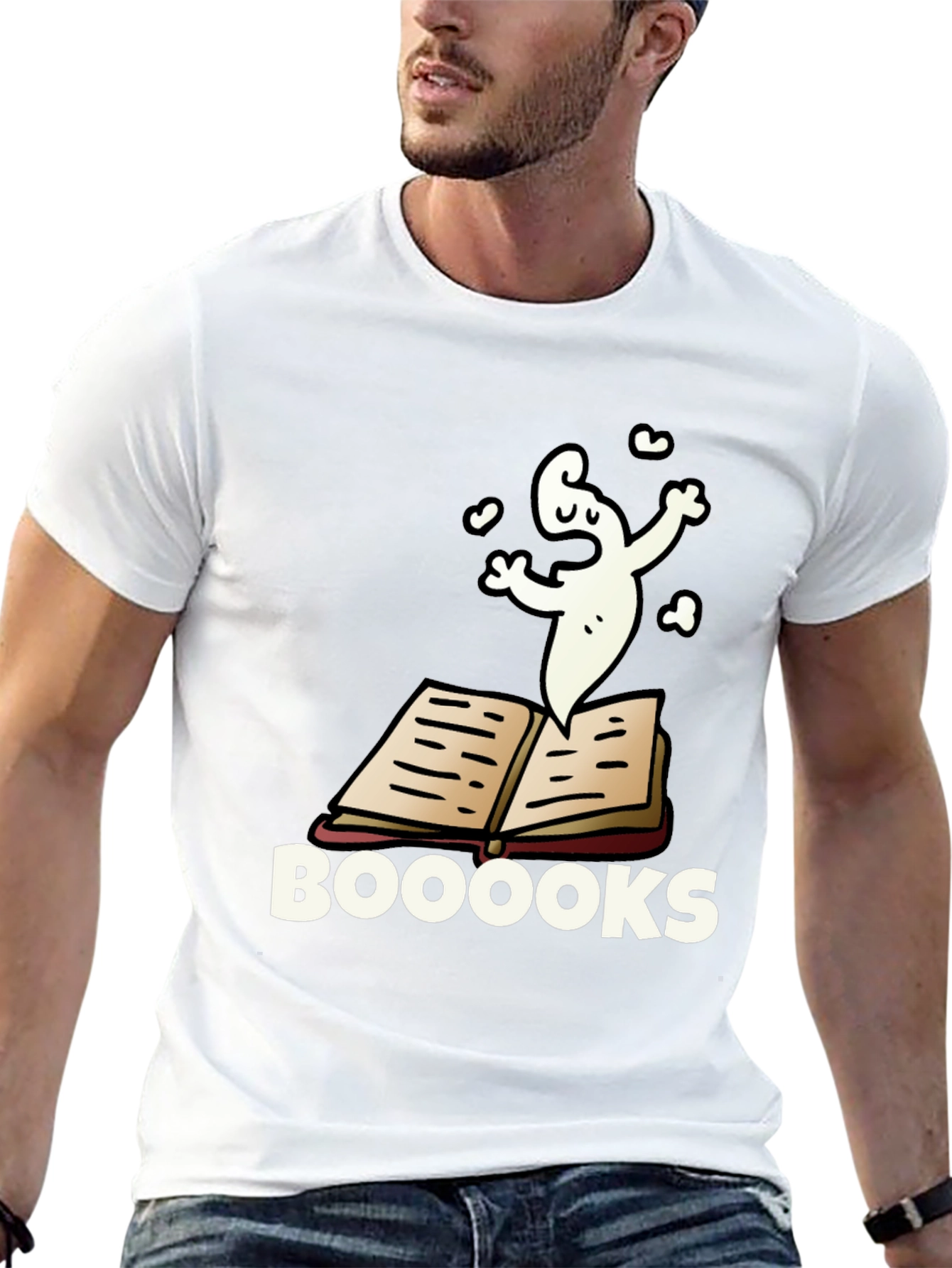 Booooks T-Shirt - Funny Ghost Reading Tee