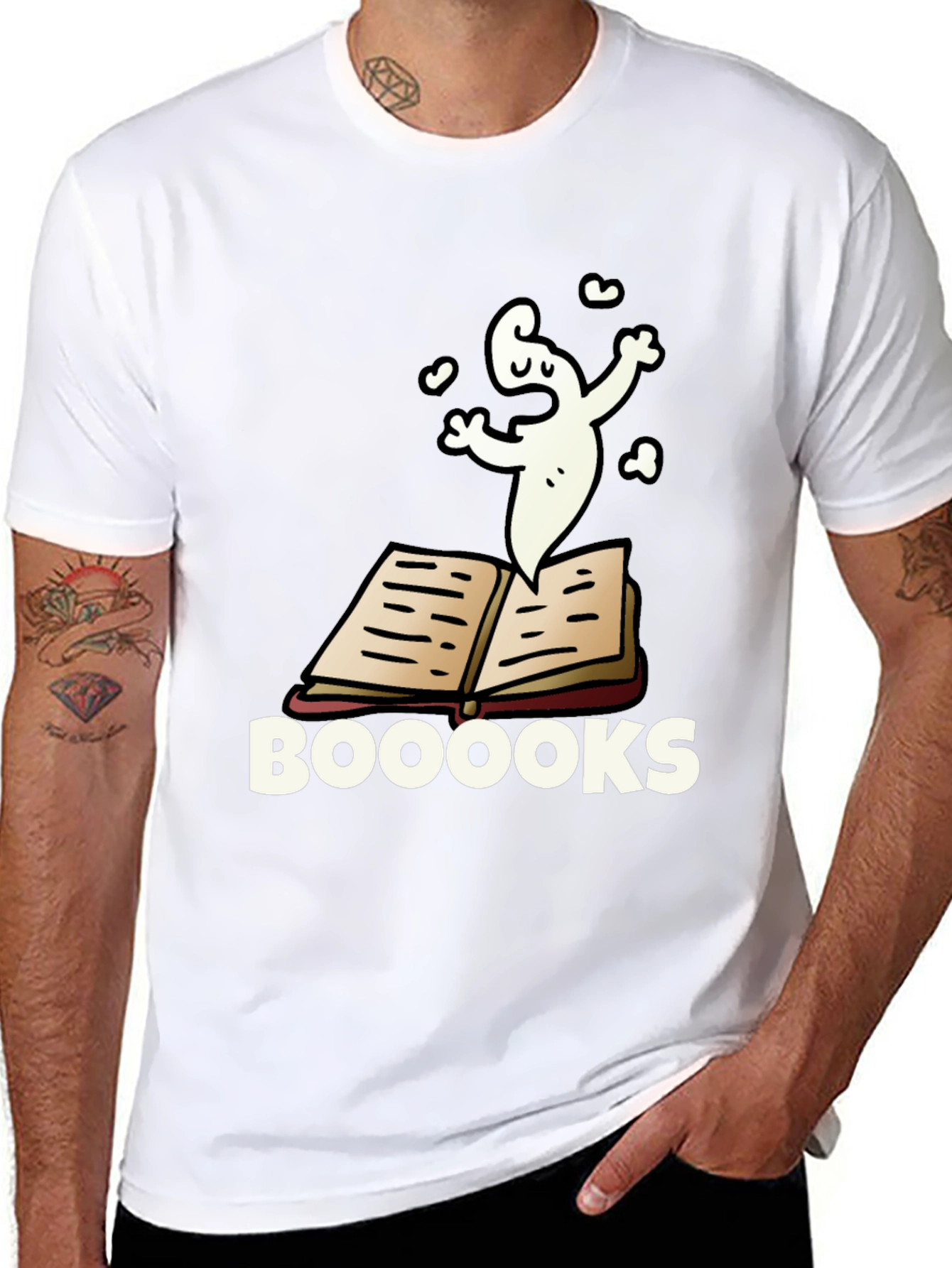 Booooks T-Shirt - Funny Ghost Reading Tee