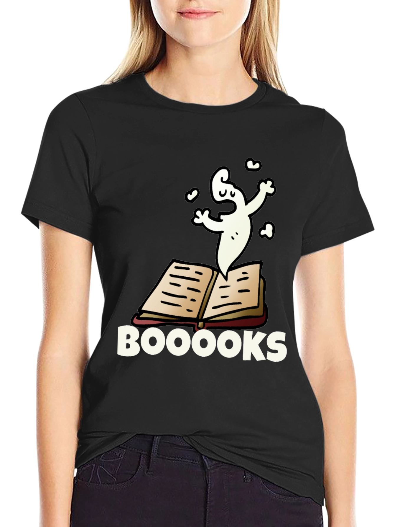 Booooks T-Shirt - Funny Ghost Reading Tee