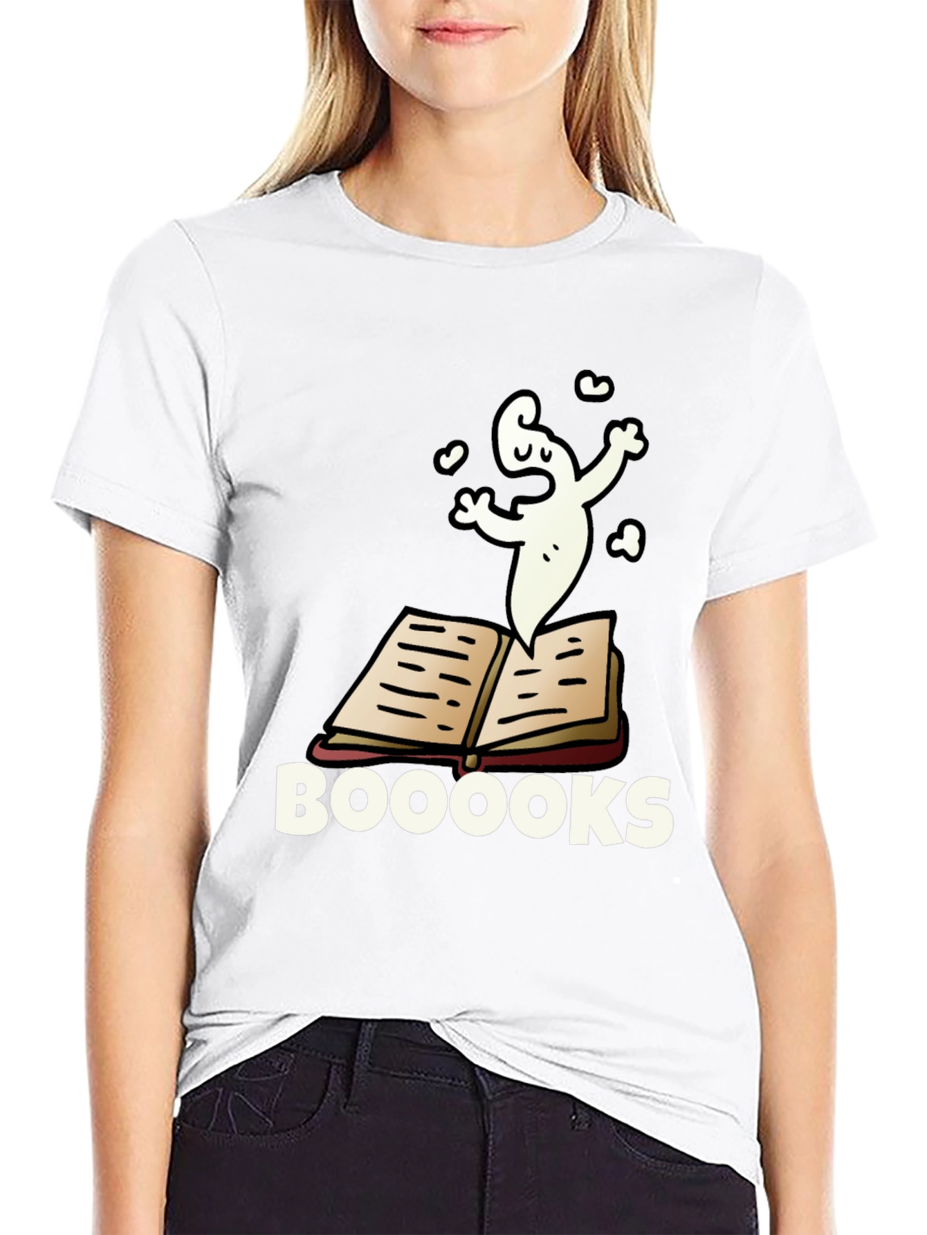 Booooks T-Shirt - Funny Ghost Reading Tee