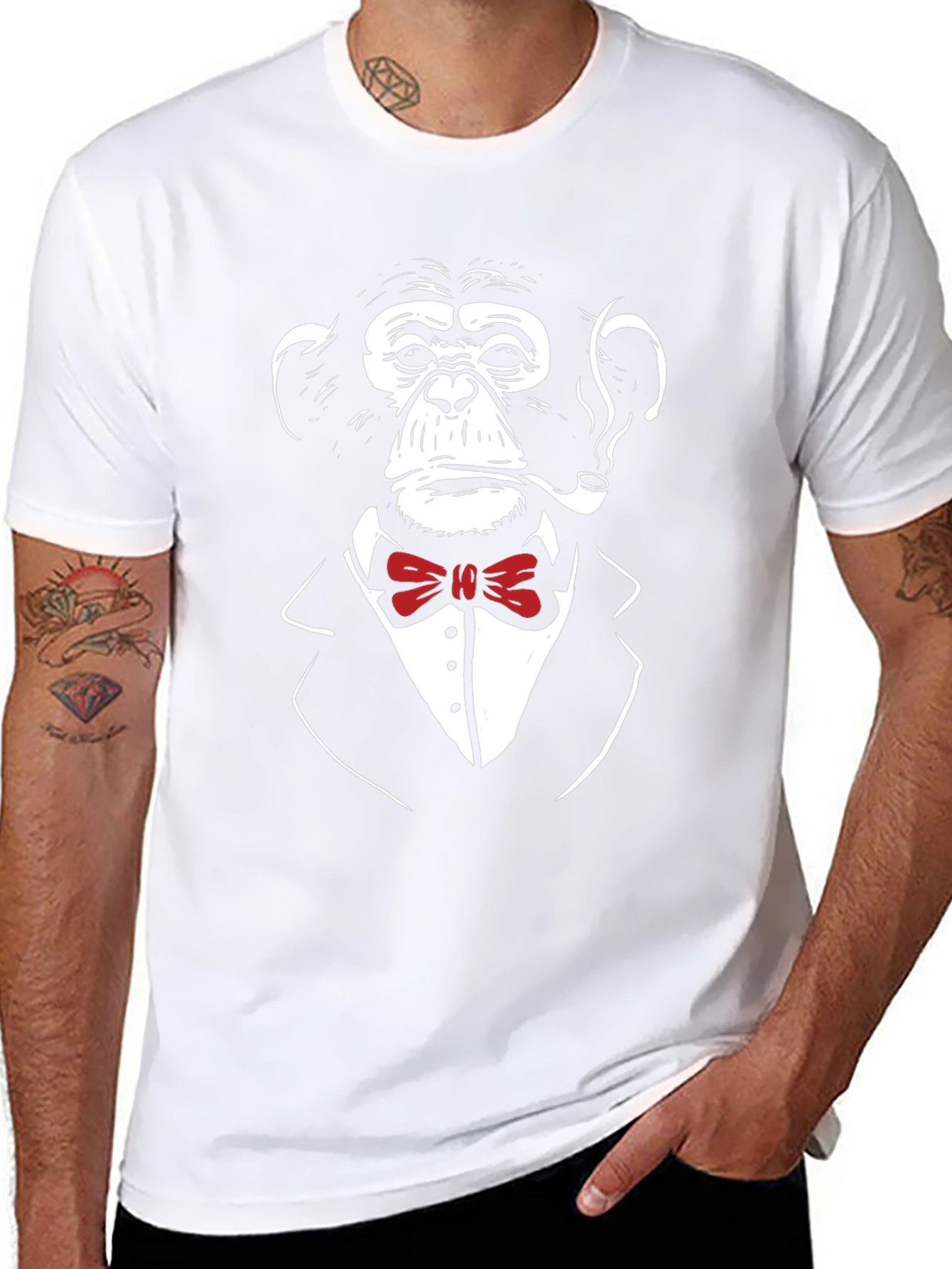 Chimpanzee in Suit T-Shirt - Cool Monkey Bowtie Tee