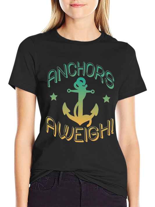 Anchors Aweigh! Black T-Shirt - Nautical Design