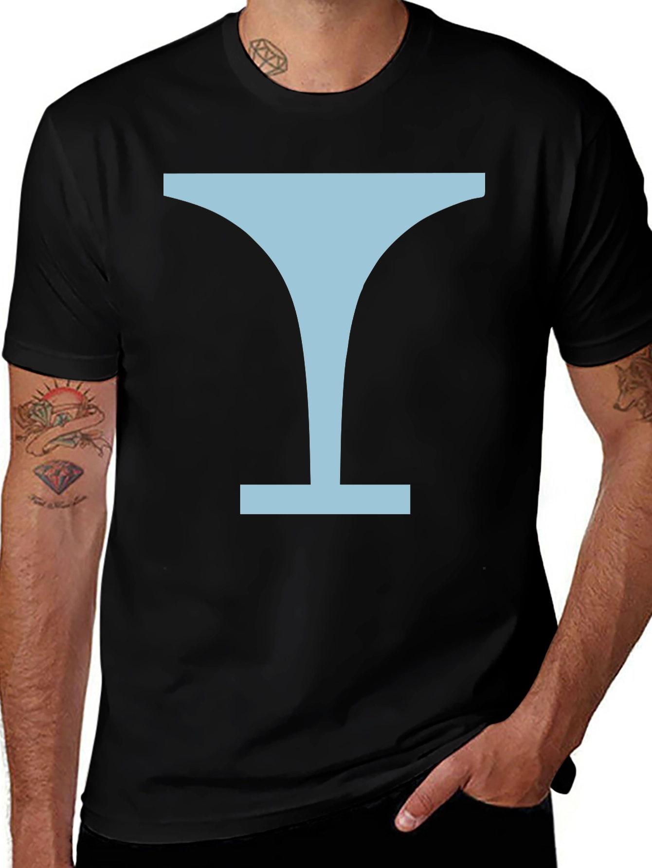 Minimalist Martini Glass Graphic Tee - Black