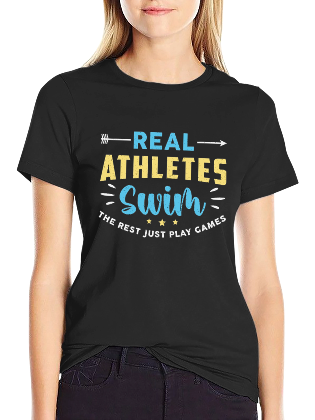 Real Athletes Swim Graphic T-Shirt