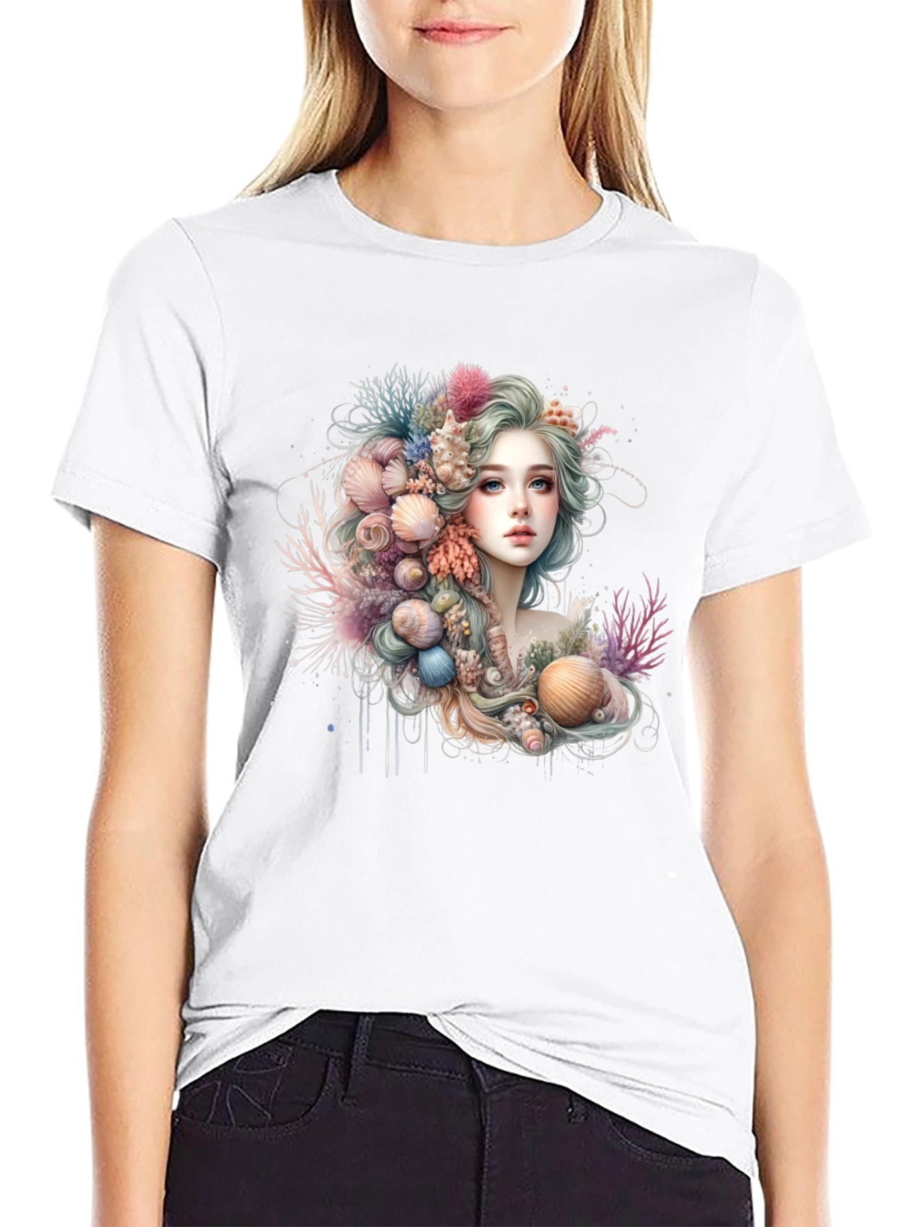 Seashell Mermaid Graphic T-Shirt