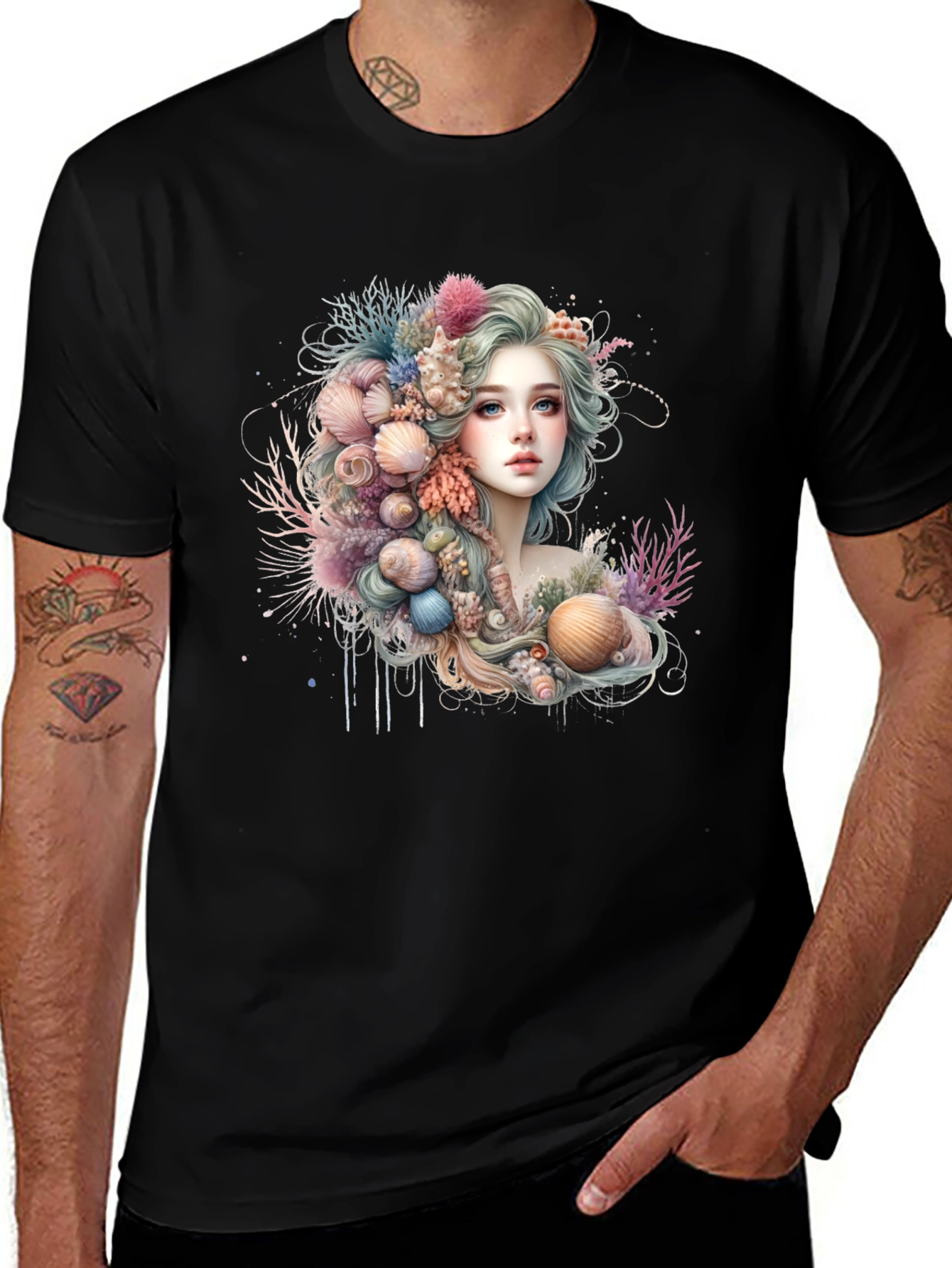 Seashell Mermaid Graphic T-Shirt