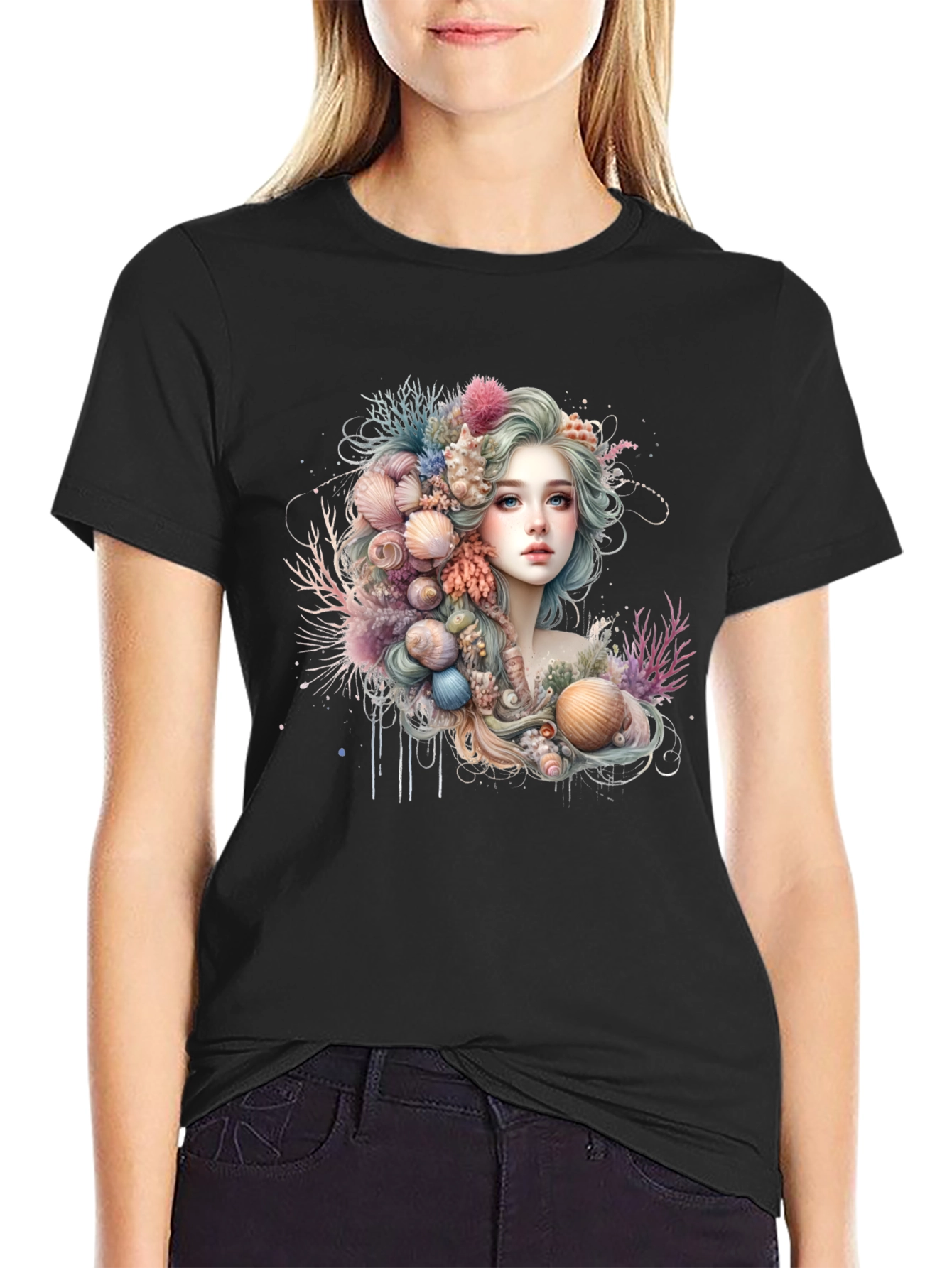 Seashell Mermaid Graphic T-Shirt