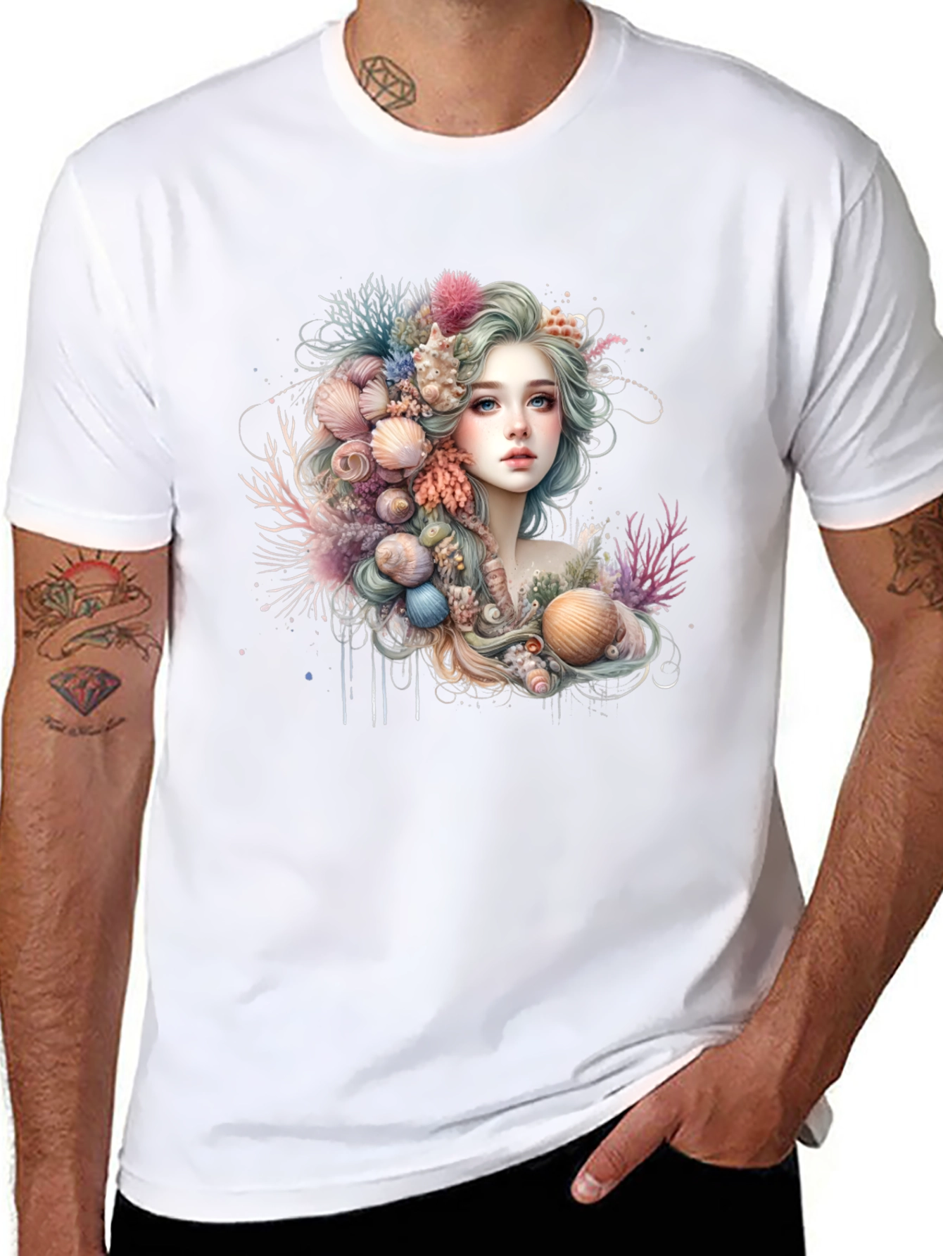 Seashell Mermaid Graphic T-Shirt