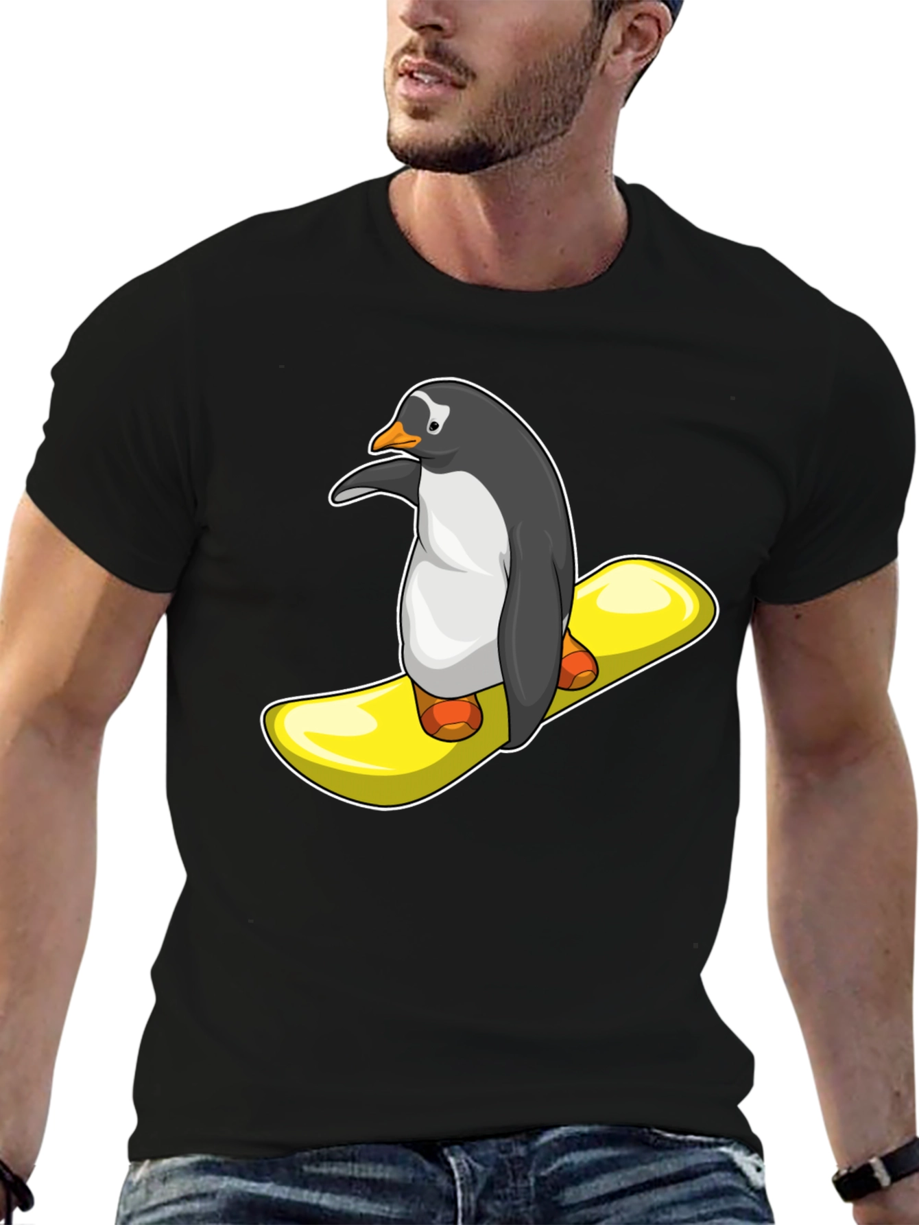 Penguin Snowboard T-Shirt - Unique Graphic Tee