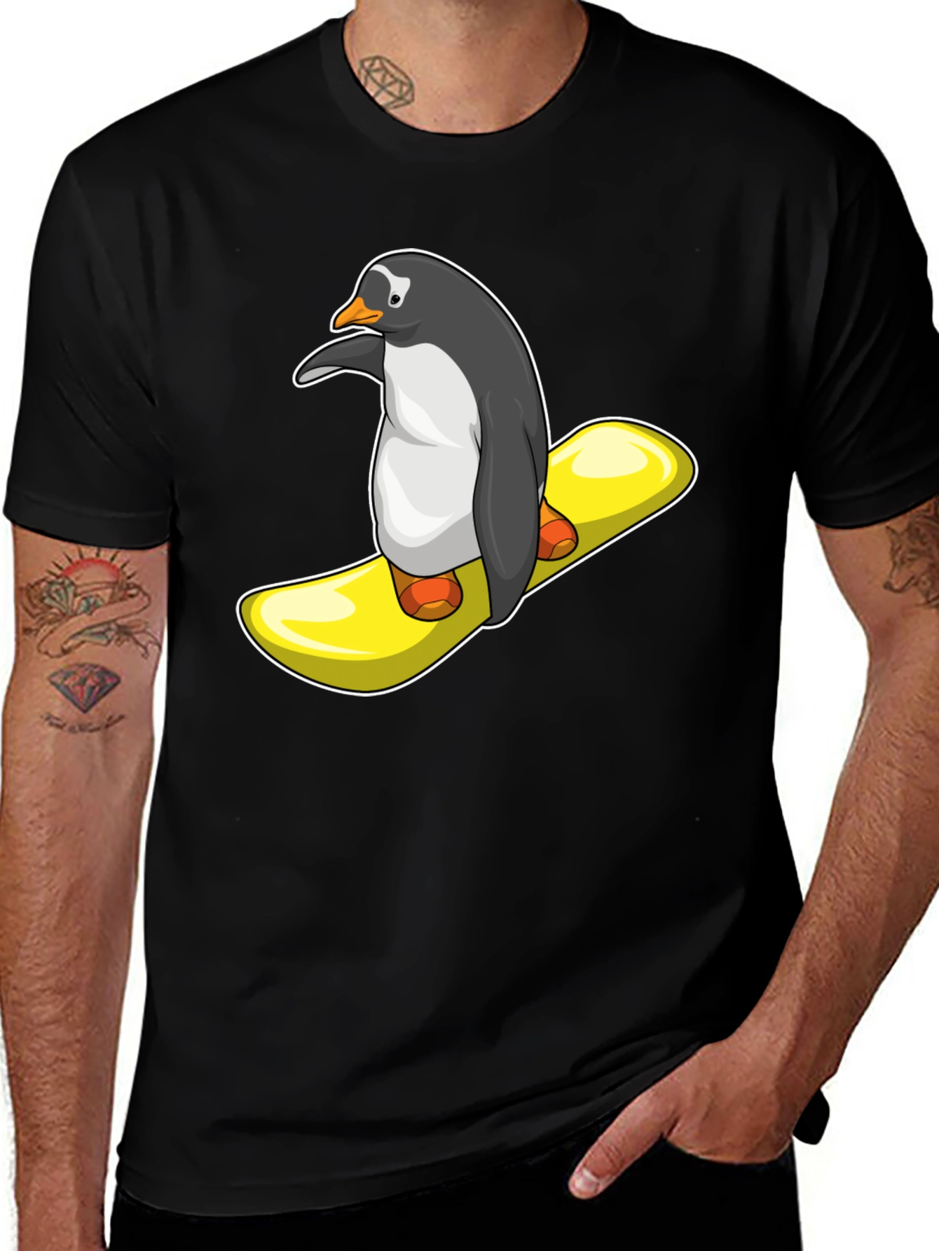 Penguin Snowboard T-Shirt - Unique Graphic Tee