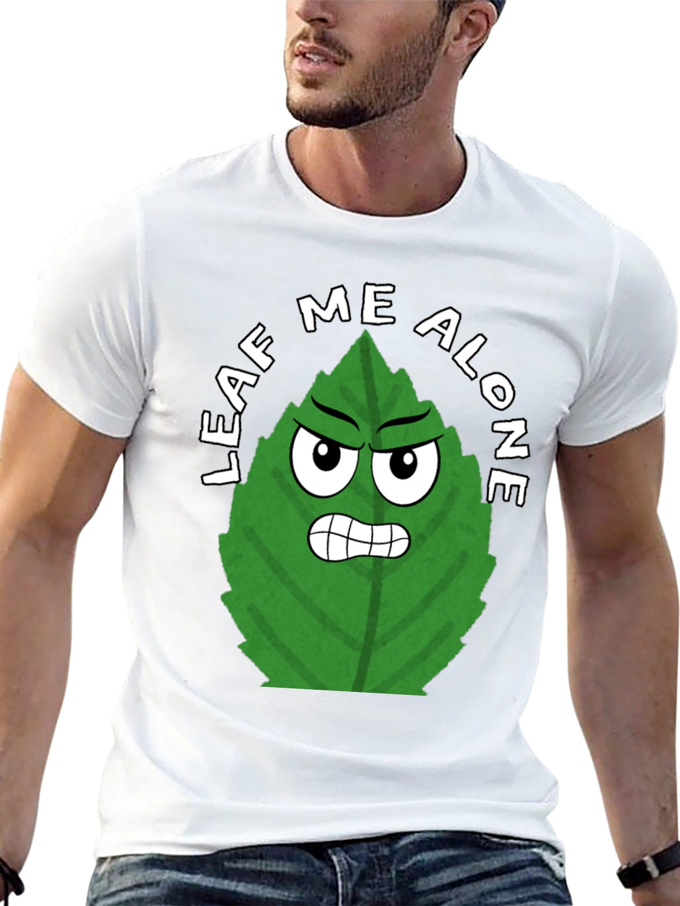 Leaf Me Alone Funny Graphic Tee - Black