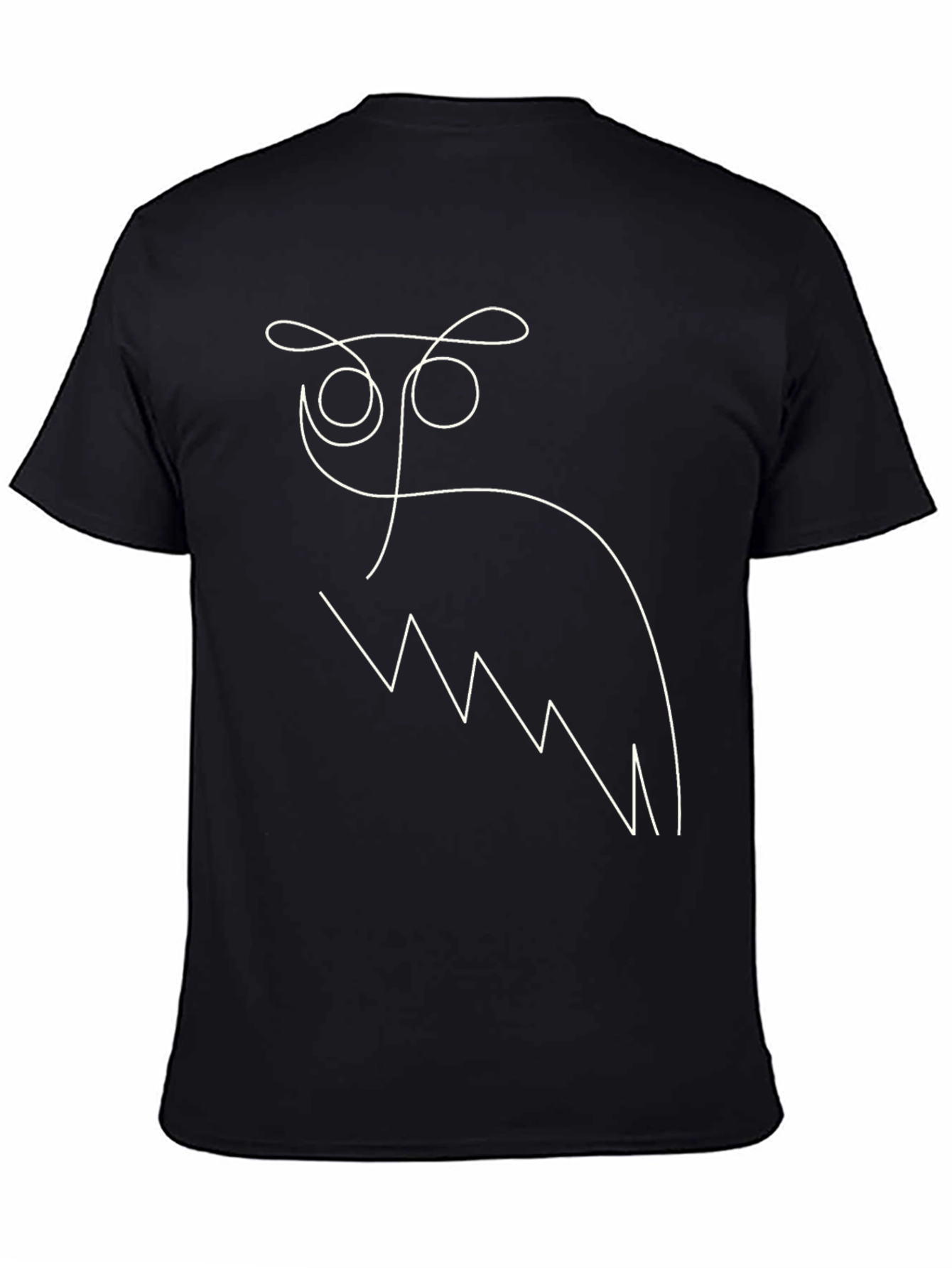 Abstract Owl Graphic T-Shirt - Black