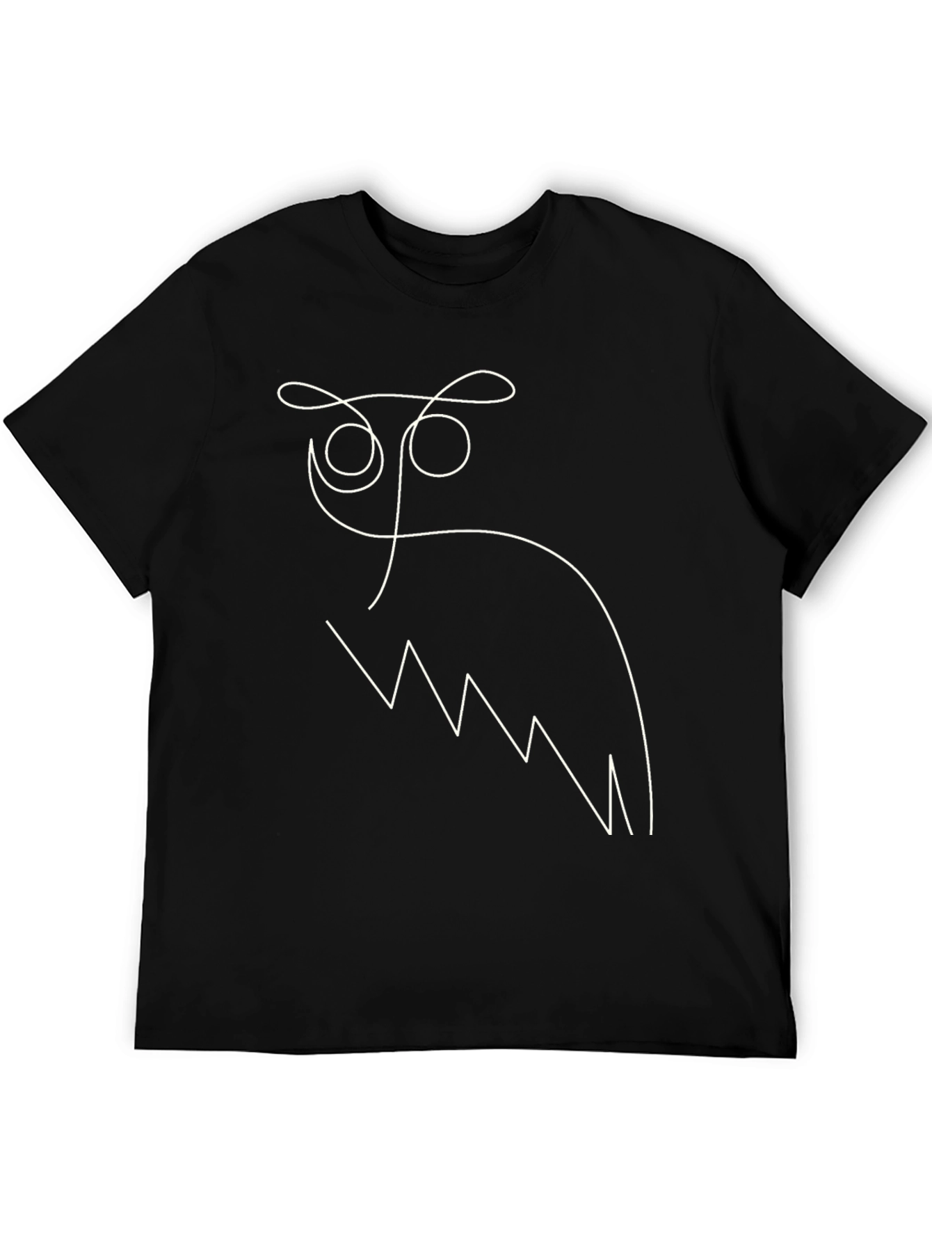 Abstract Owl Graphic T-Shirt - Black