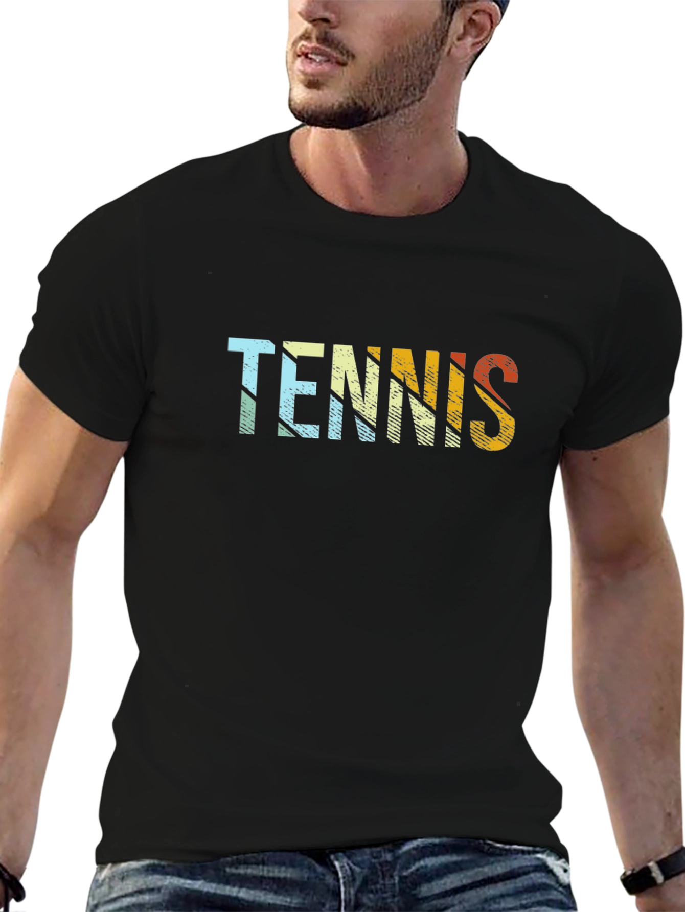 Retro Tennis Graphic T-Shirt - Black