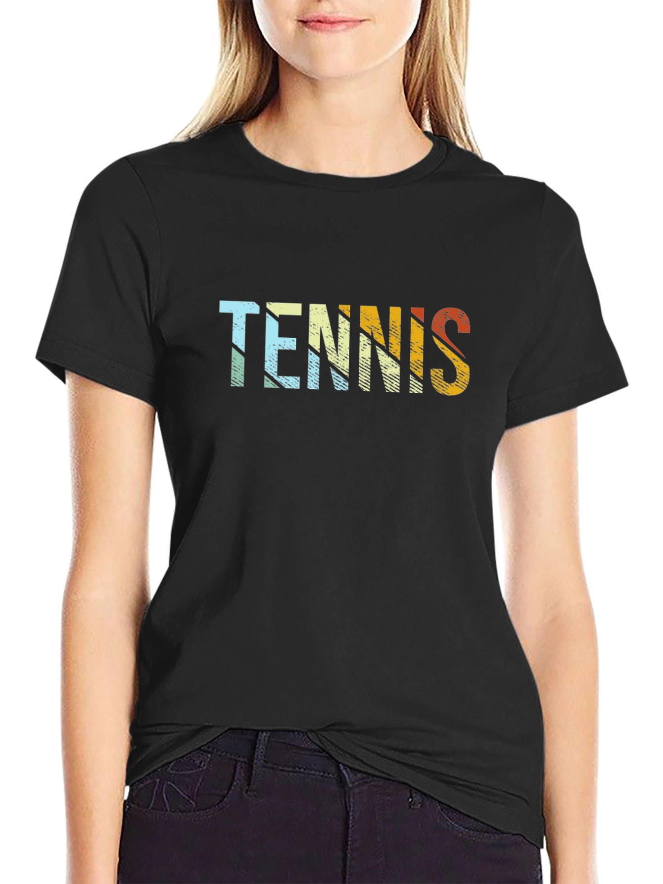 Retro Tennis Graphic T-Shirt - Black