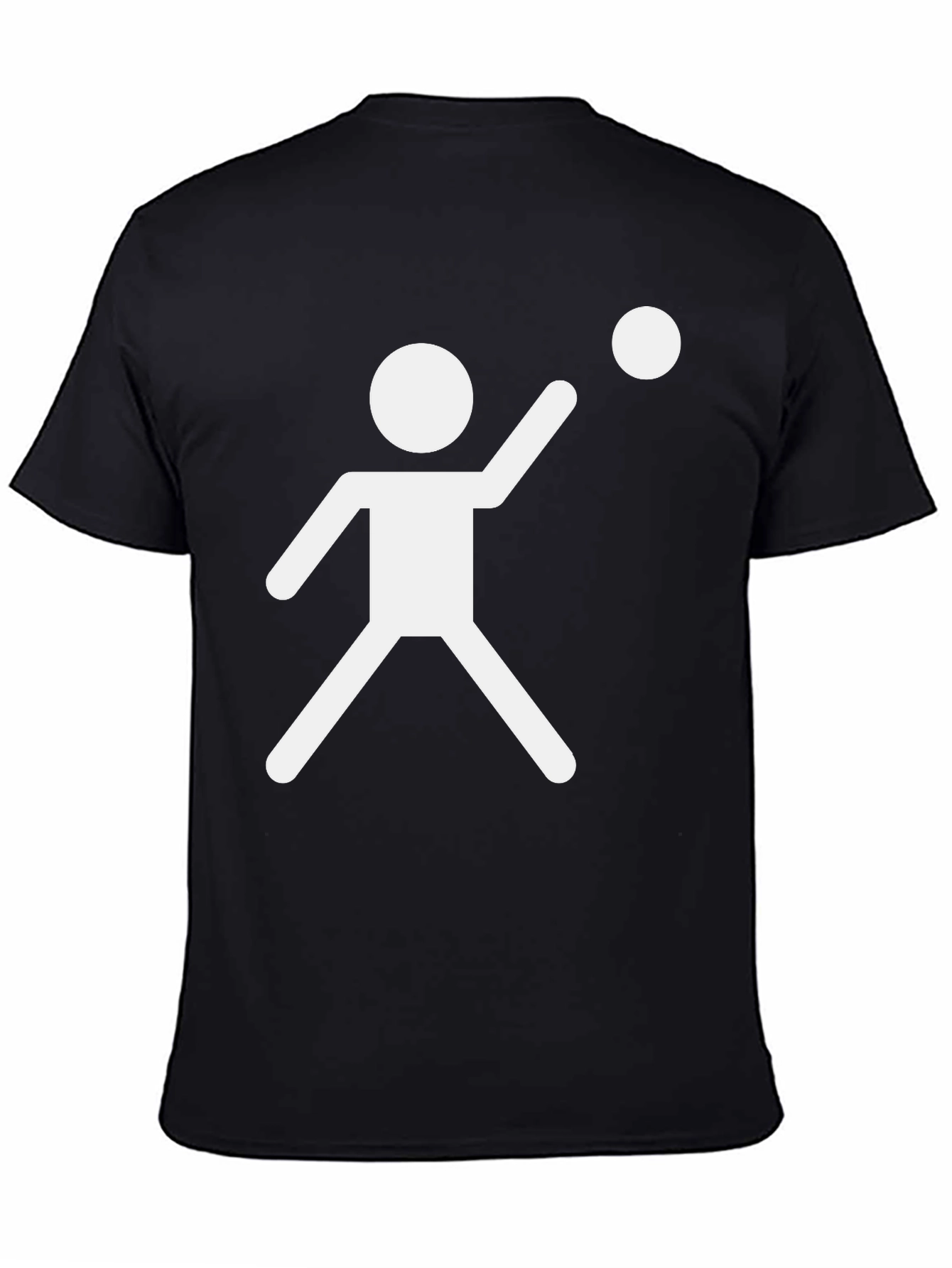 Minimalist Stick Figure Throwing Ball Black T-Shirt