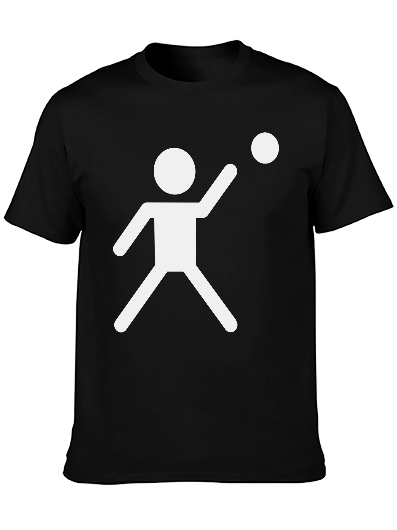 Minimalist Stick Figure Throwing Ball Black T-Shirt