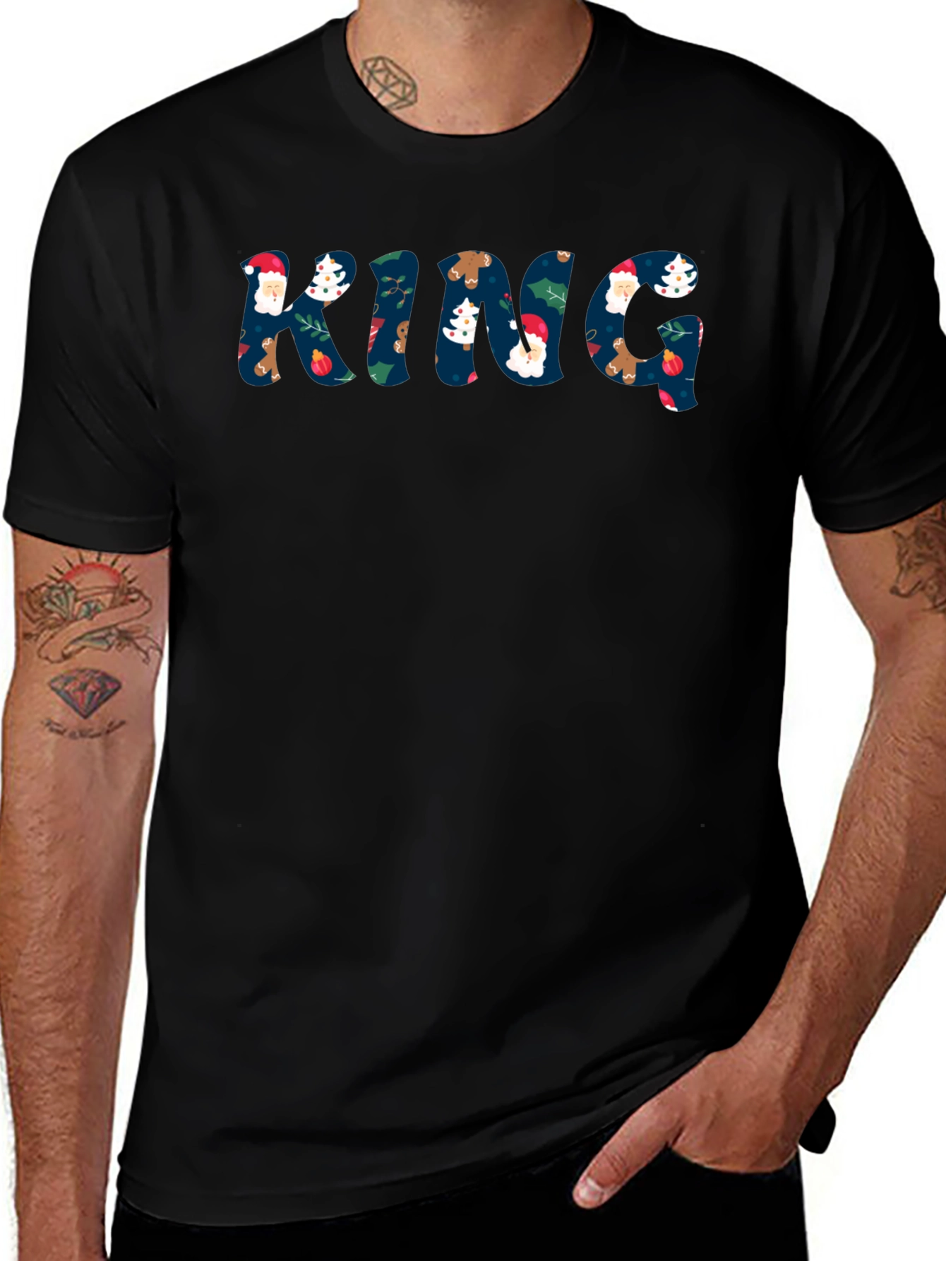 Christmas King T-Shirt - Holiday Patterned Letters
