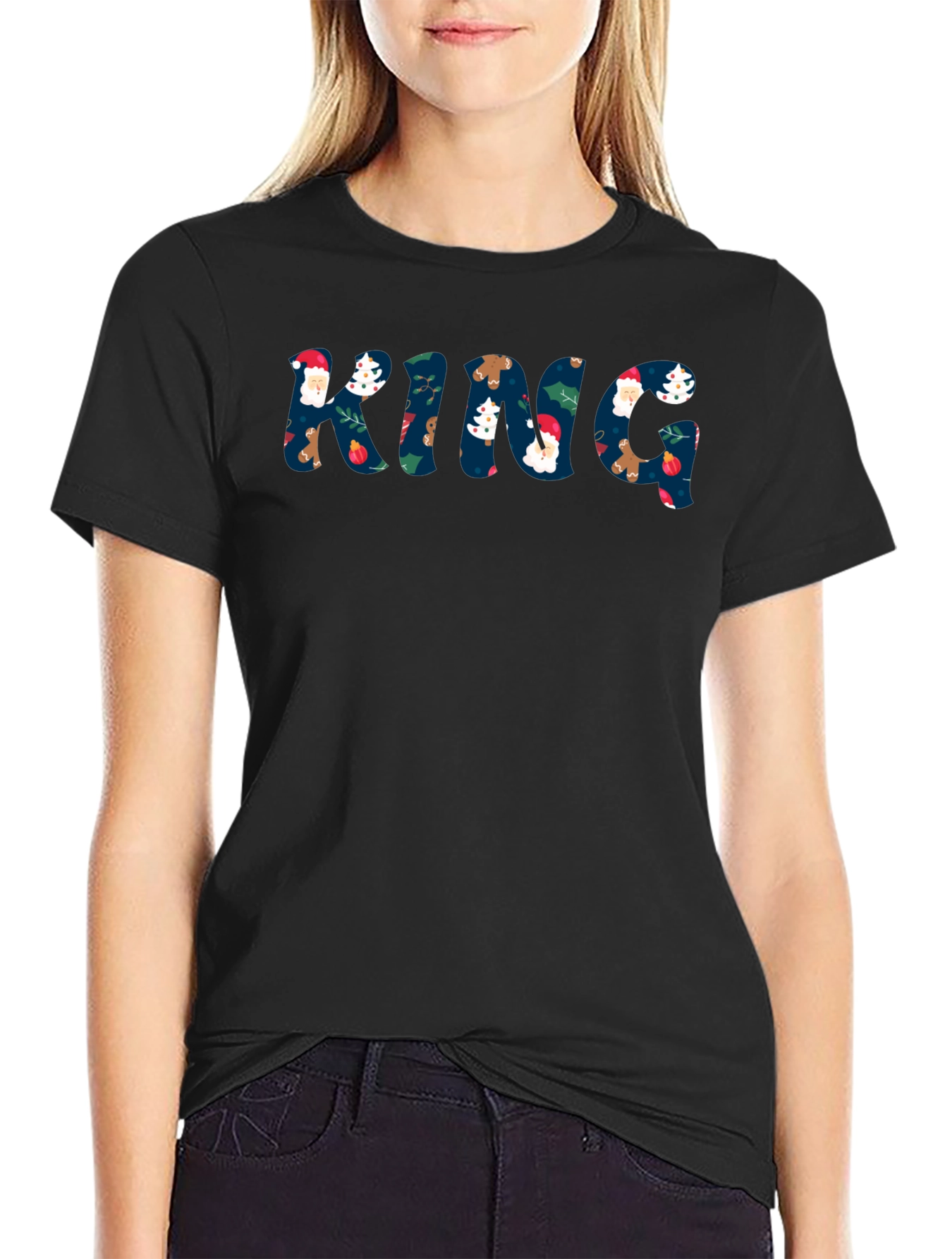Christmas King T-Shirt - Holiday Patterned Letters