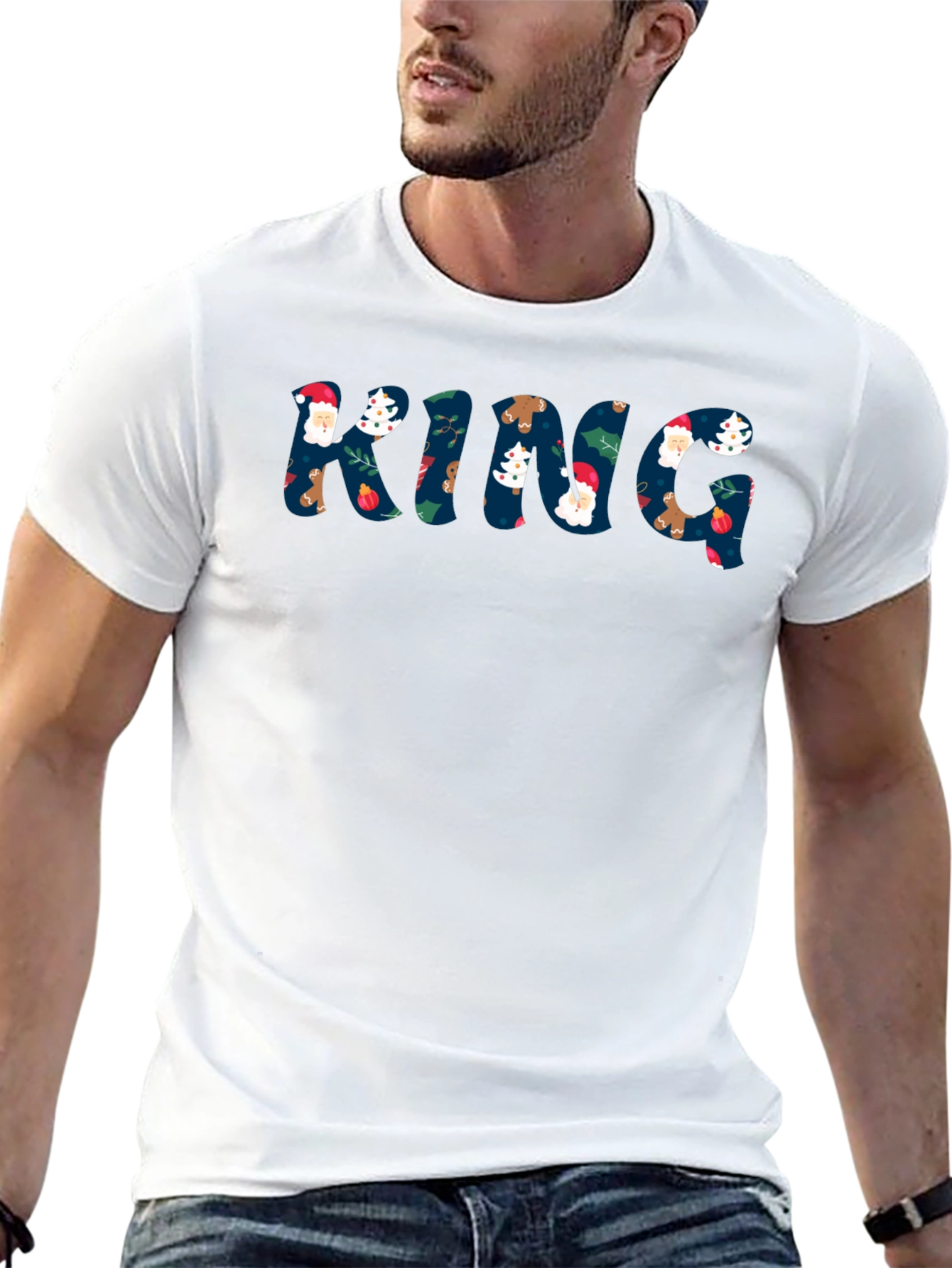Christmas King T-Shirt - Holiday Patterned Letters