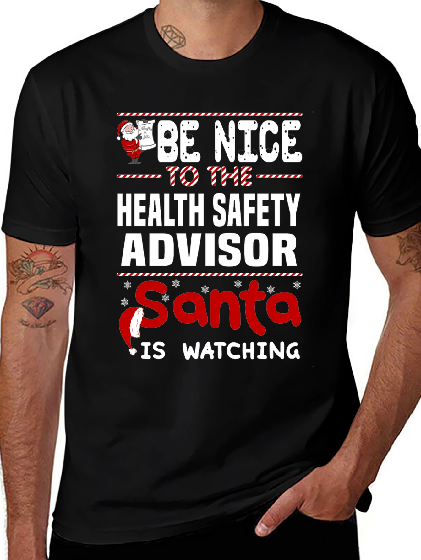 Health Safety Advisor Santa Watching T-Shirt