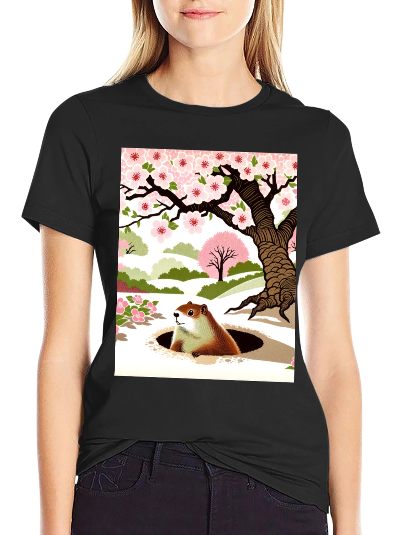 Groundhog Day T-Shirt - Spring Blossom Design