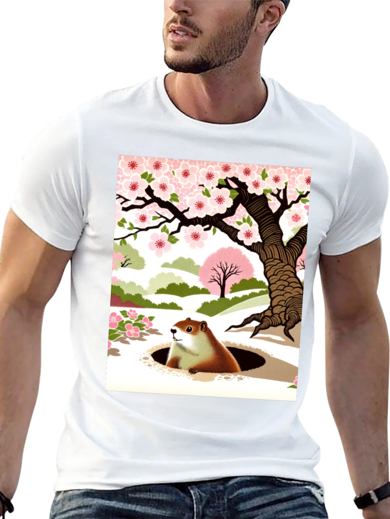 Groundhog Day T-Shirt - Spring Blossom Design