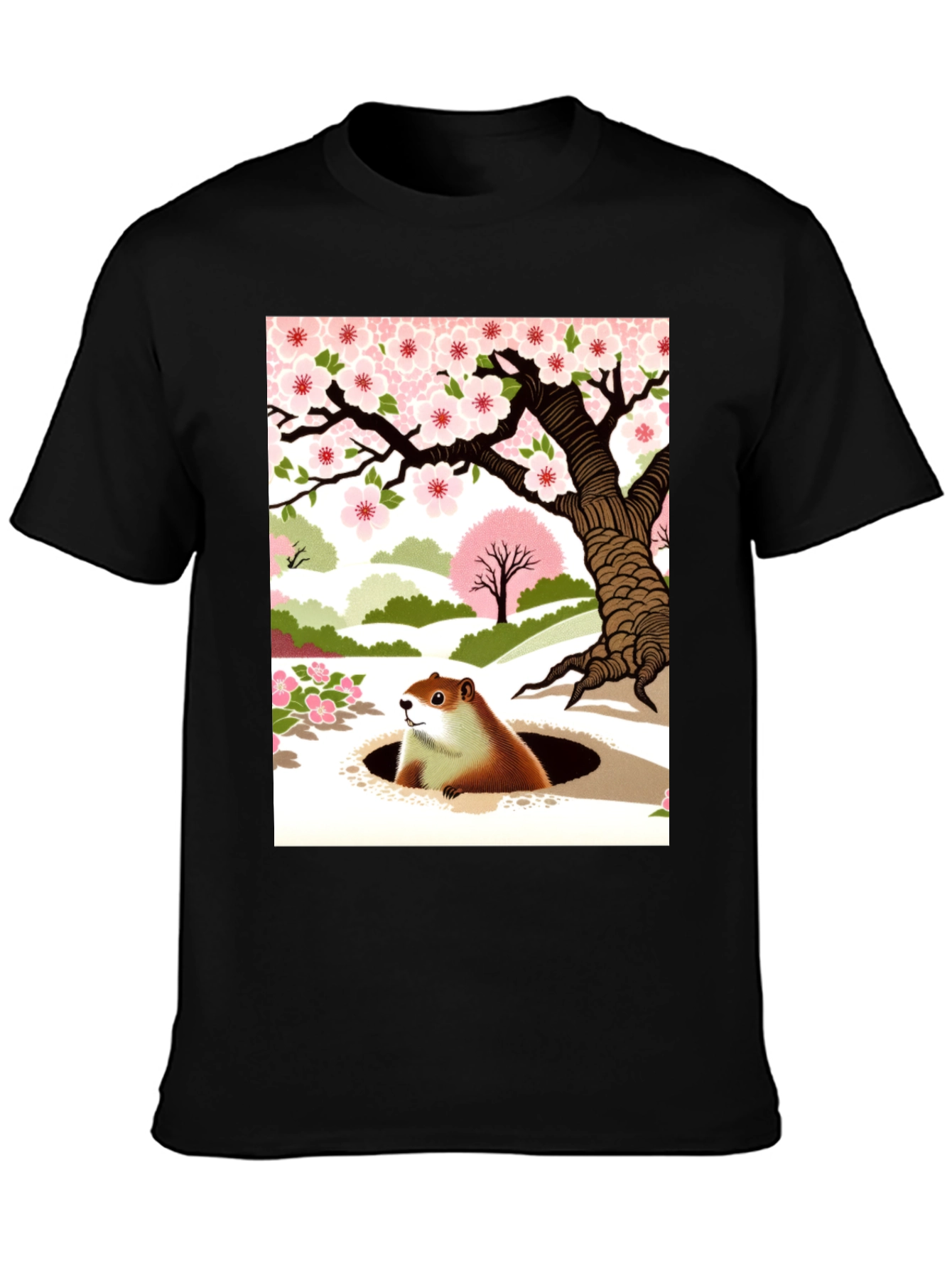 Groundhog Day T-Shirt - Spring Blossom Design