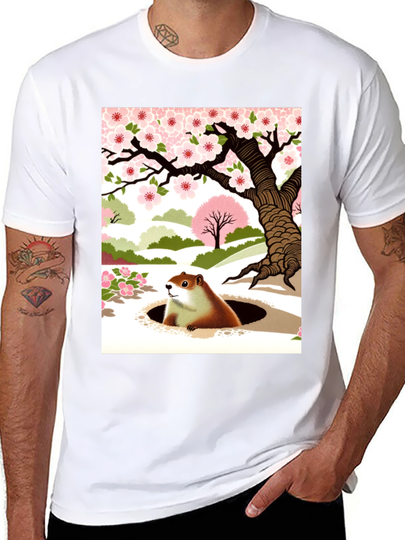 Groundhog Day T-Shirt - Spring Blossom Design