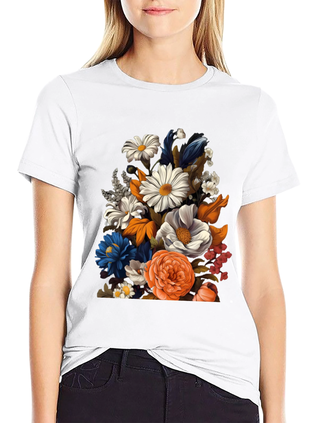 Floral Print Black T-Shirt for Men