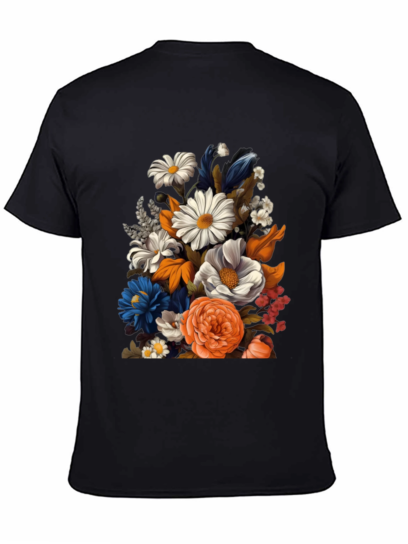 Floral Print Black T-Shirt for Men