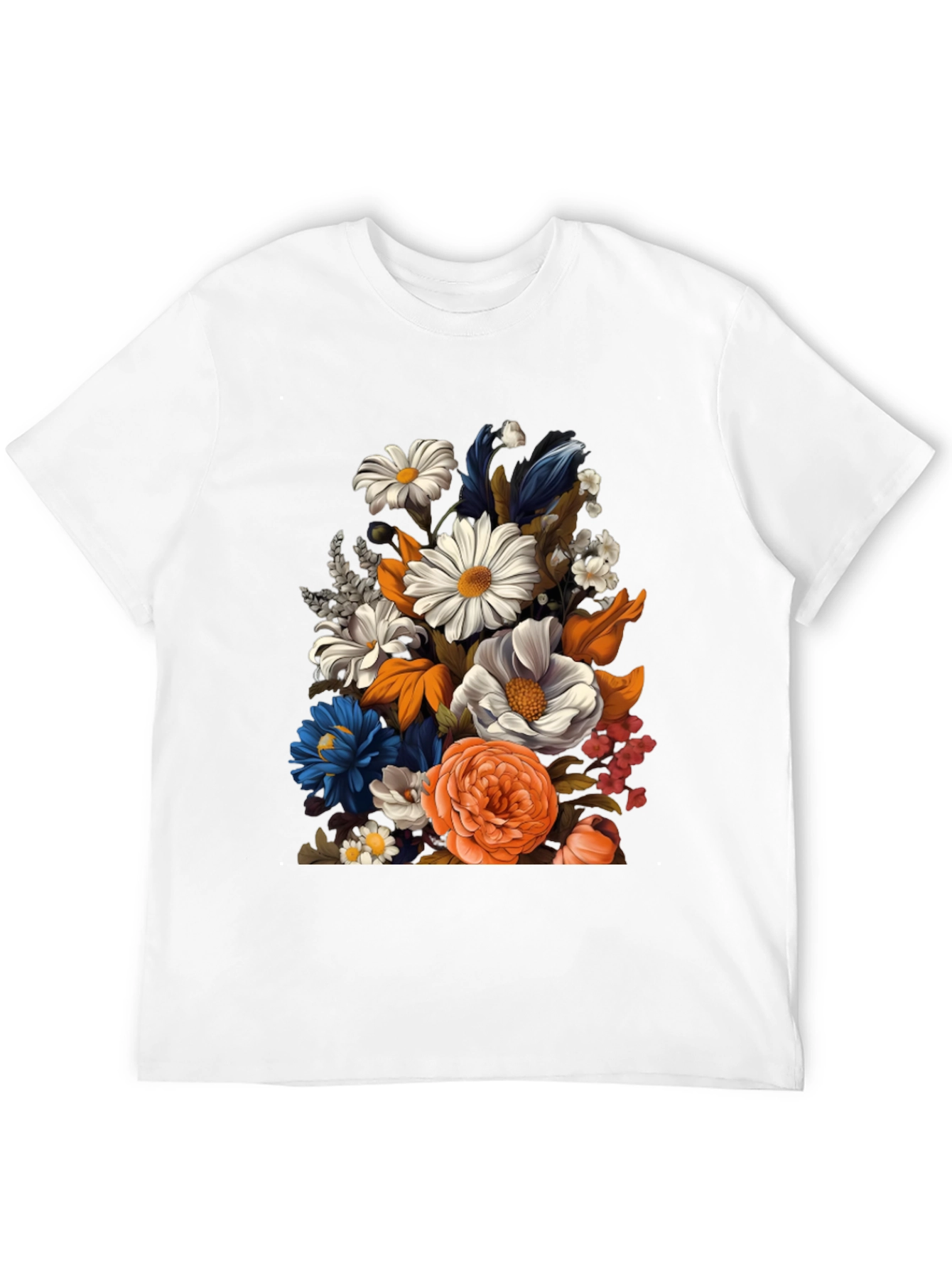 Floral Print Black T-Shirt for Men