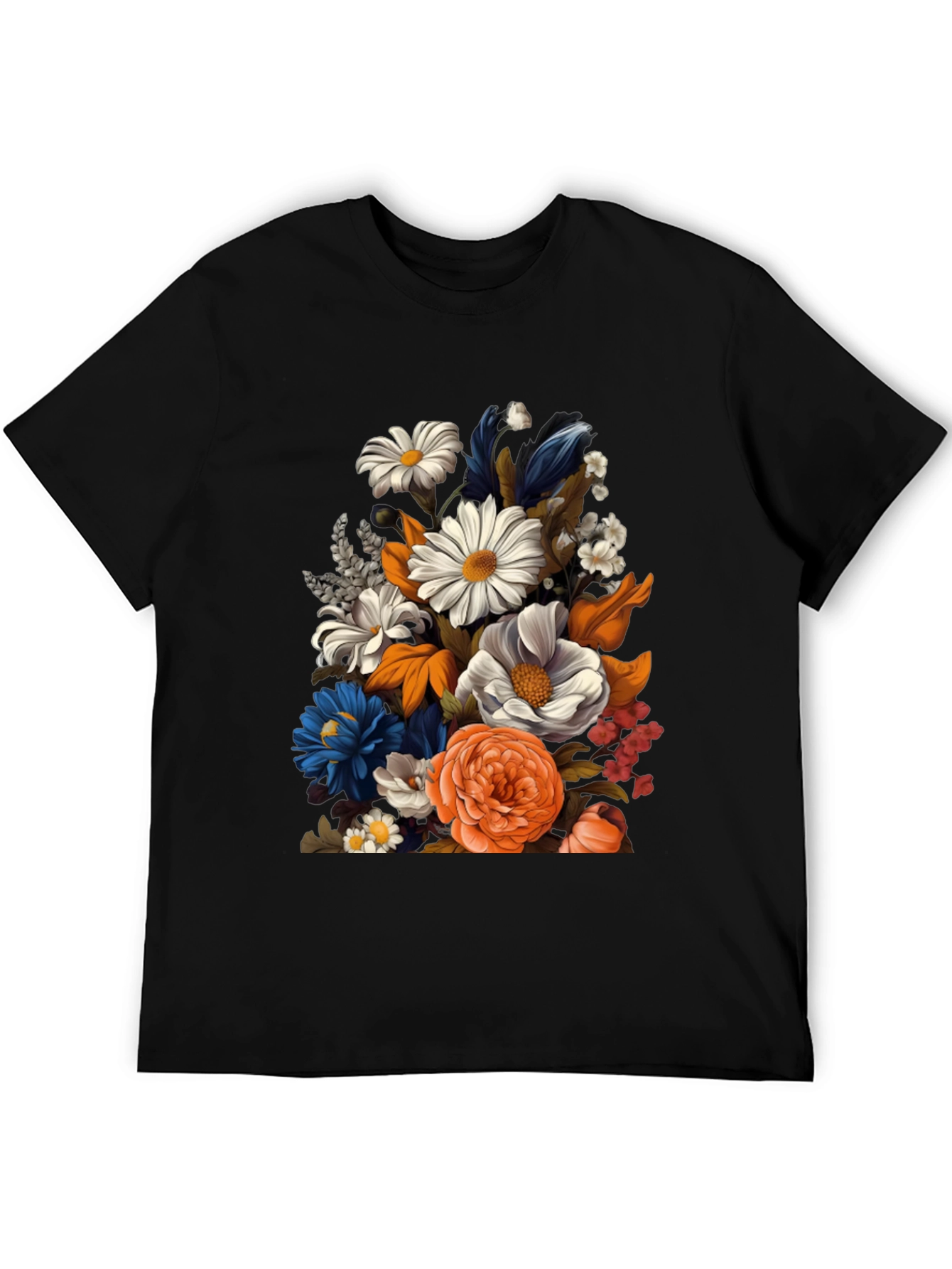 Floral Print Black T-Shirt for Men